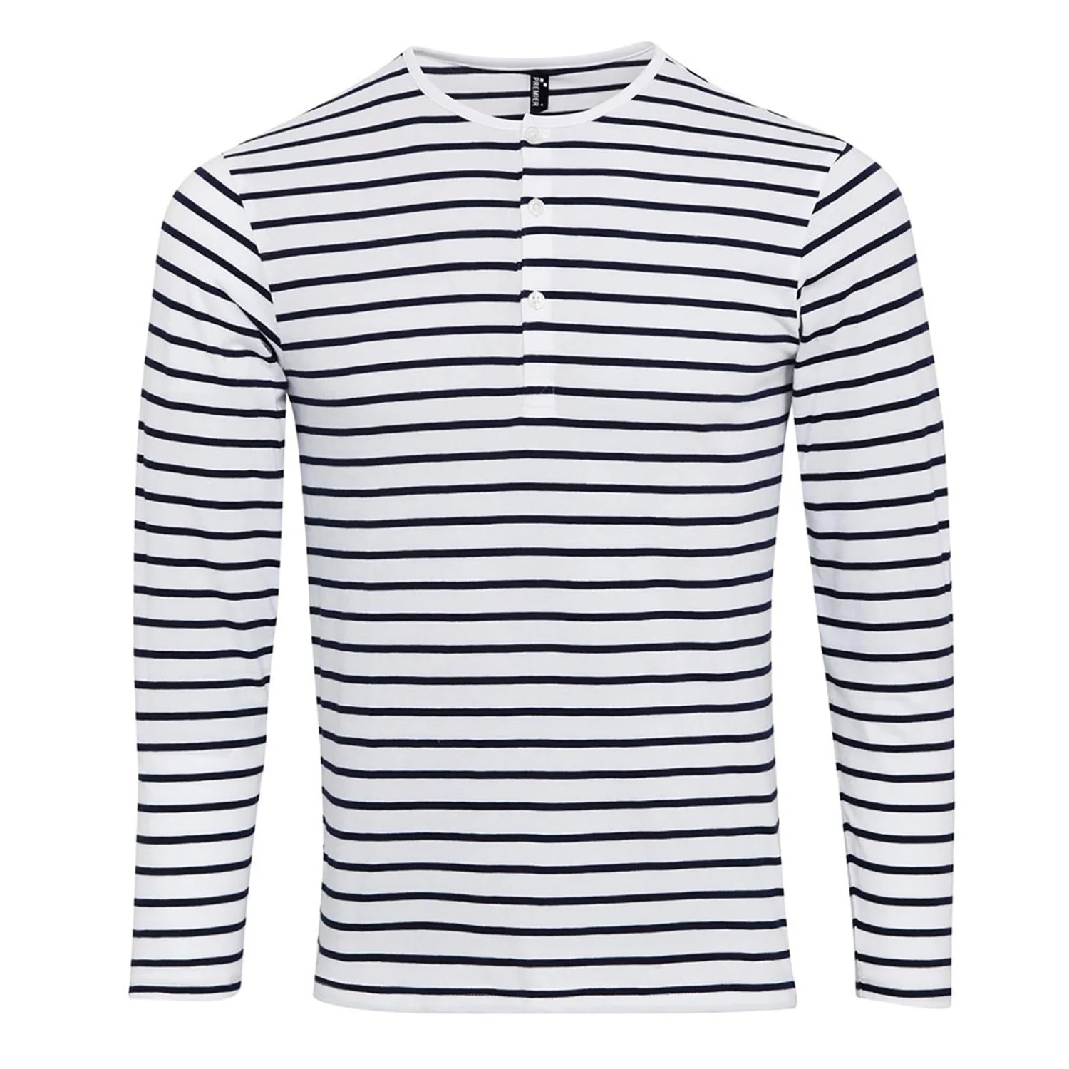 Premier - "Long John" T-Shirt Krempelärmel für Herren (Weiß/Marineblau)