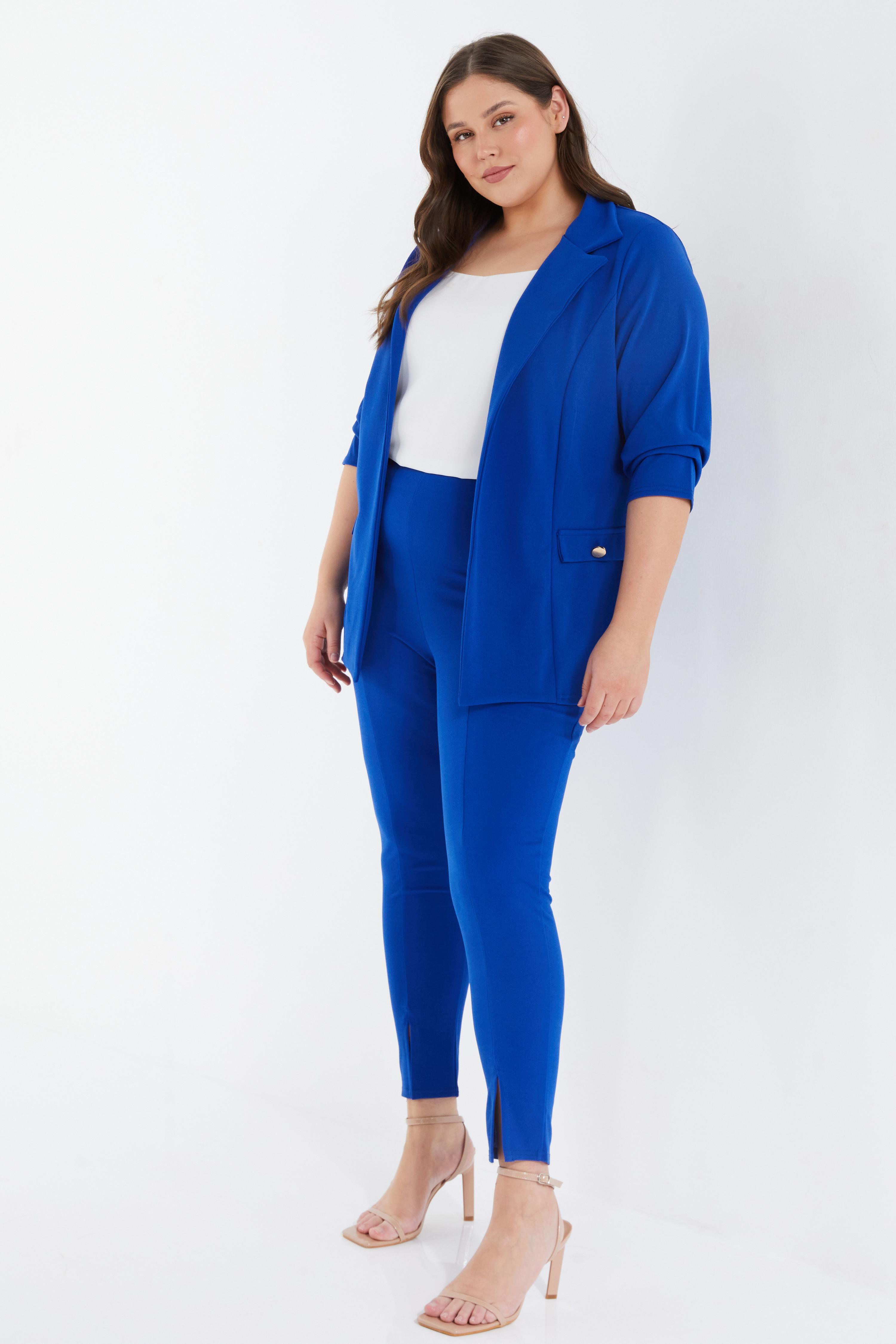 Royal Blue Recycled Shirred Sleeve Blazer