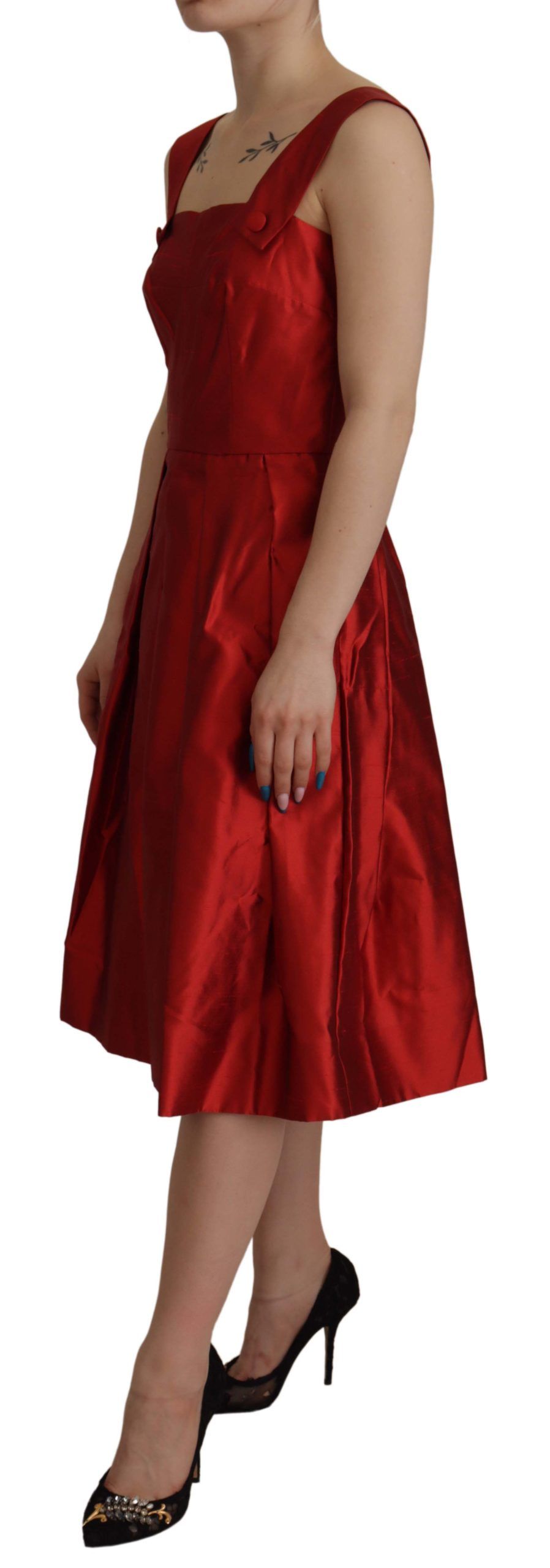 Dolce&Gabbana A-linjeformad Plisserad Satin Silke Klänning för Kvinnor dam – bild 2