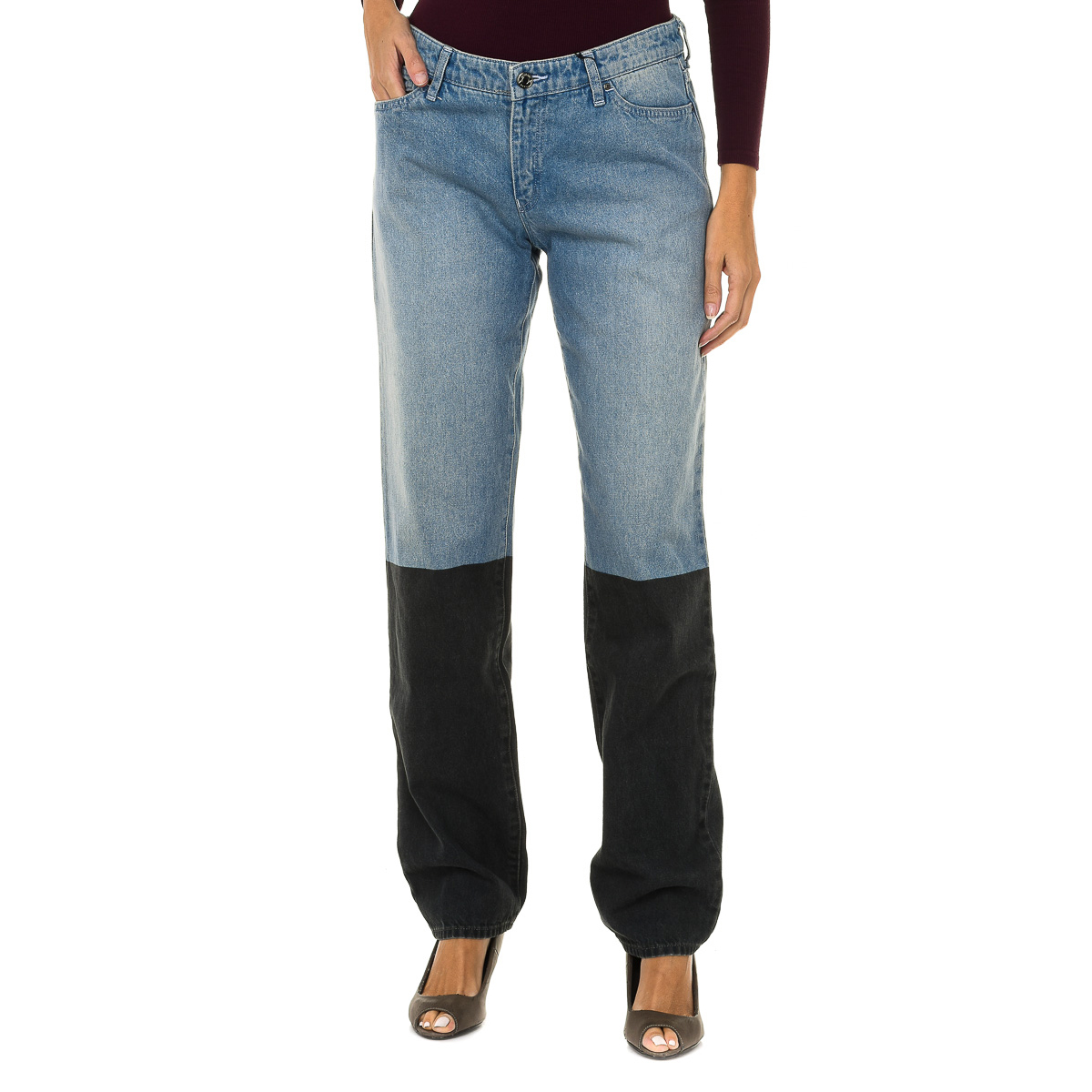 Thumbnail - Lange gerade geschnittene Denim-Hose 6Y5J15-5DWSZ Frau