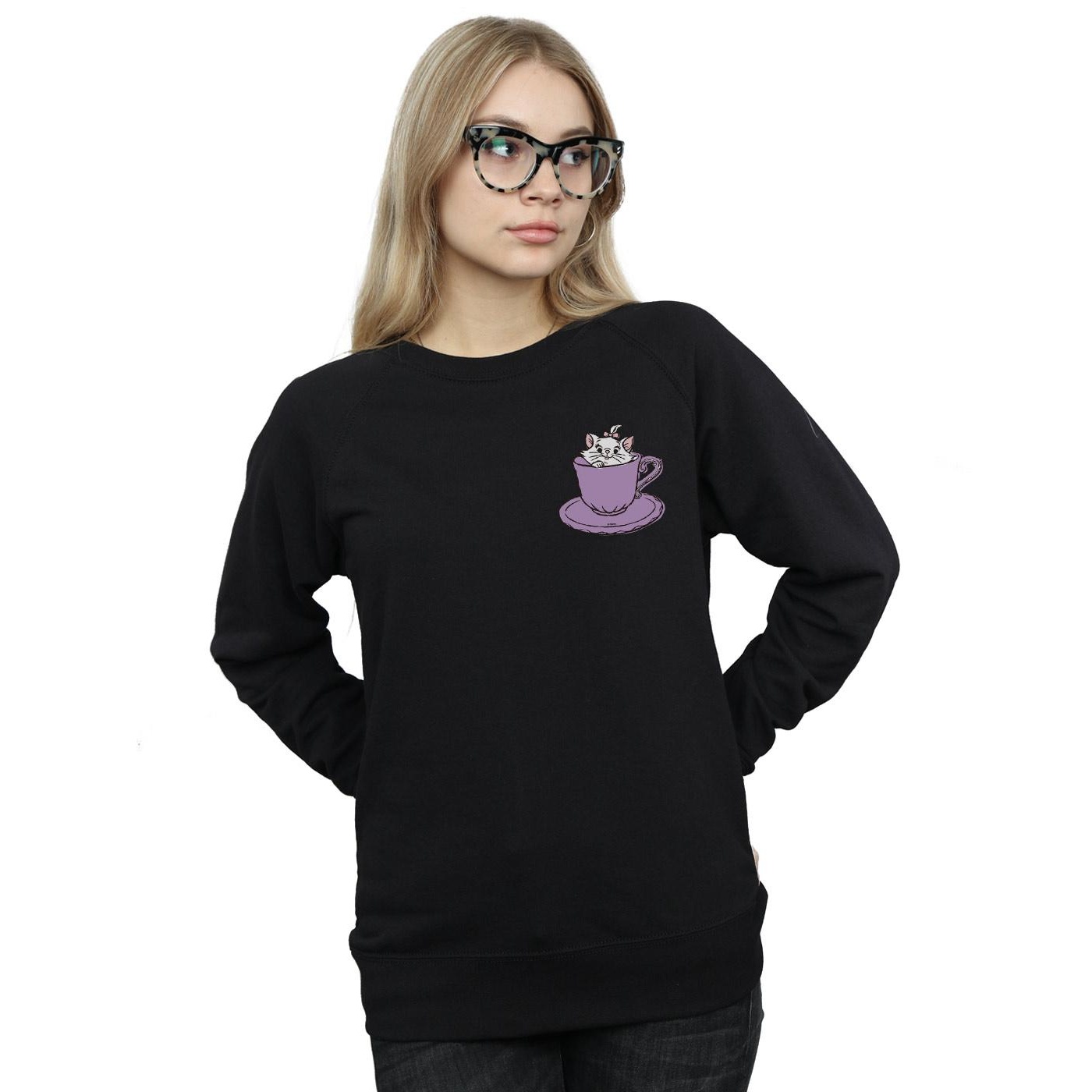 Disney Womens/Ladies Aristocats Marie In Cup Breast Print Sweatshirt (Black) dam – bild 2