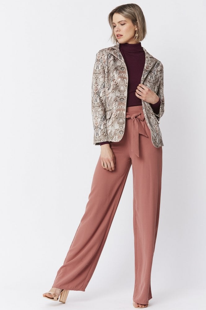 Jayley Womens Suedette Snakeskin Effect Jacket - Mocha - One Size