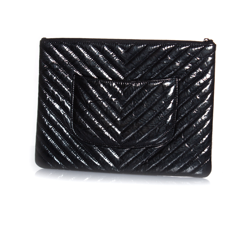 Chanel Pre-owned patenterat läder chevron dragkedja O-fodral plånböcker dam – bild 2