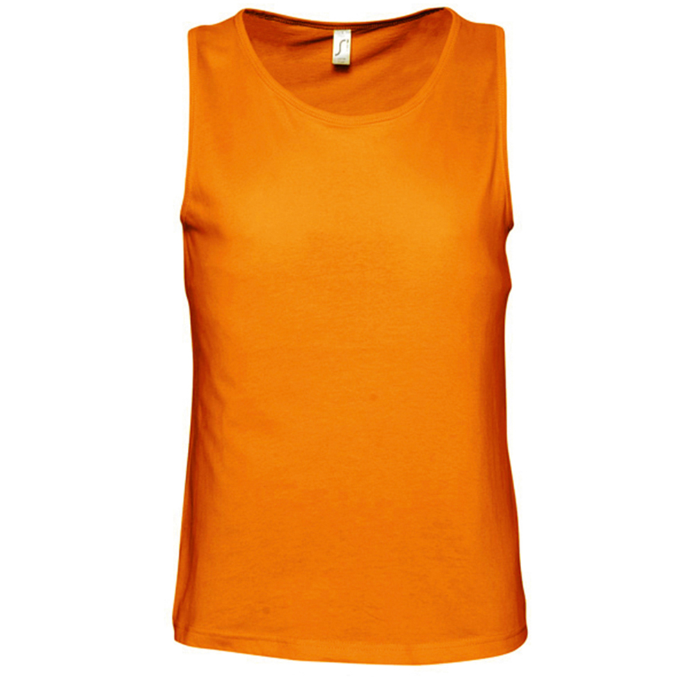 SOLS Mens Justin Sleeveless Tank / Vest Top (Orange) Cotton - Size Small