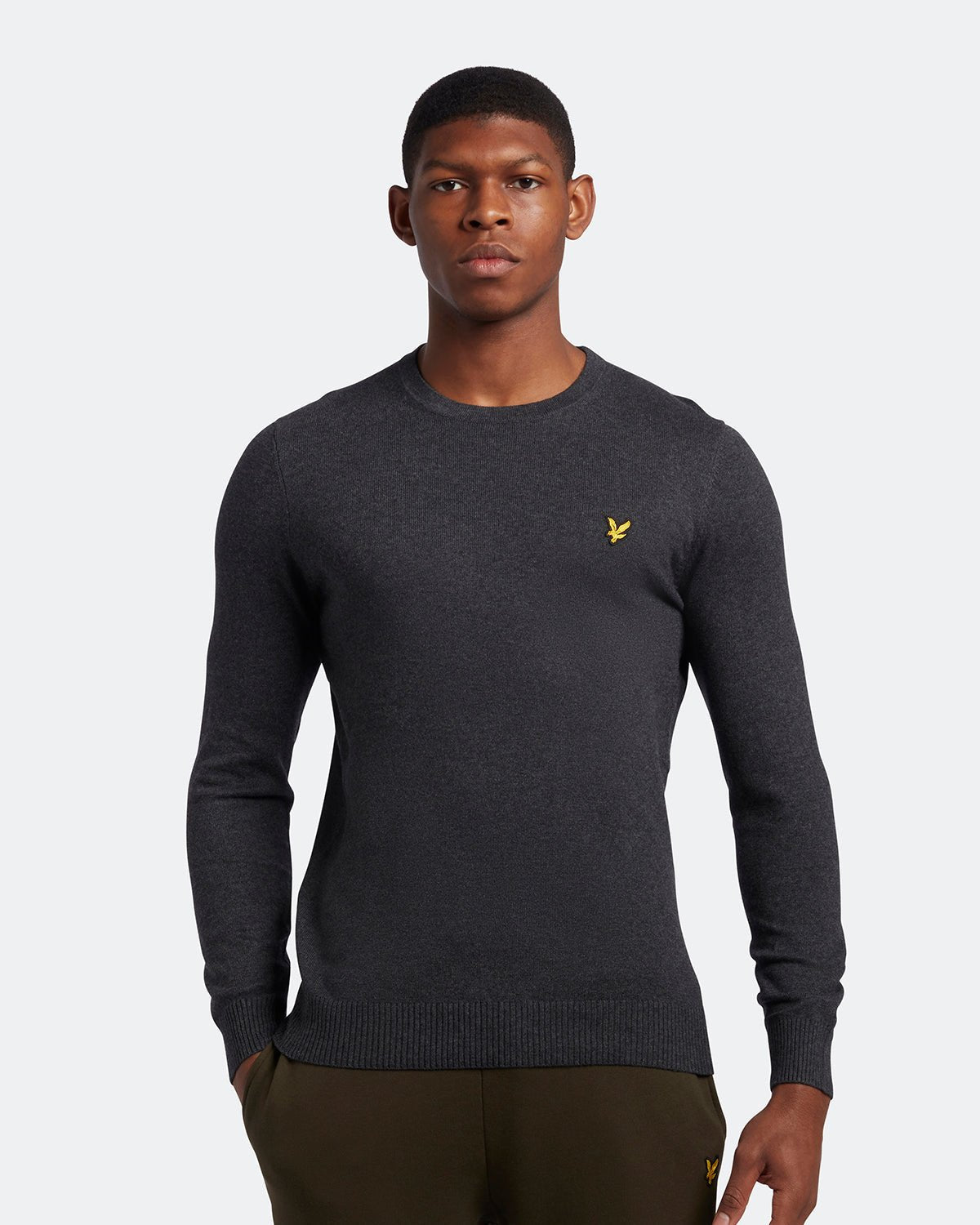 Thumbnail - Lyle & Scott Baumwolle-Merino-Pullover mit Rundhalsausschnitt in Dunkelgrau