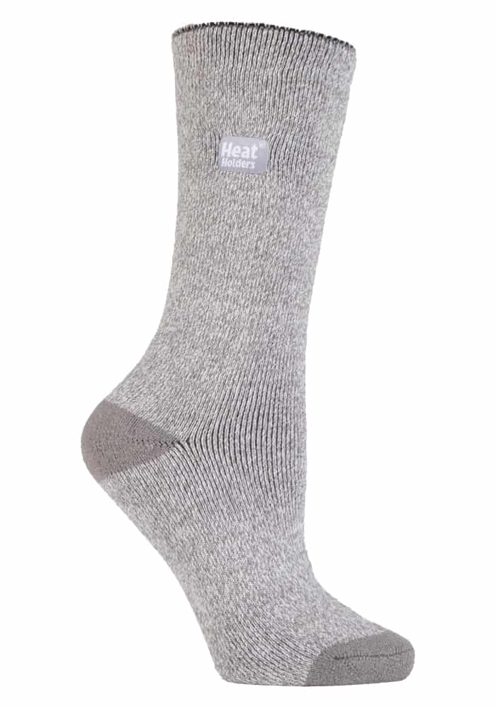 Thumbnail - Heat Holders Lite - Dünne Winter-Thermosocken für Damen in einfarbigen Farben - Silber / Creme