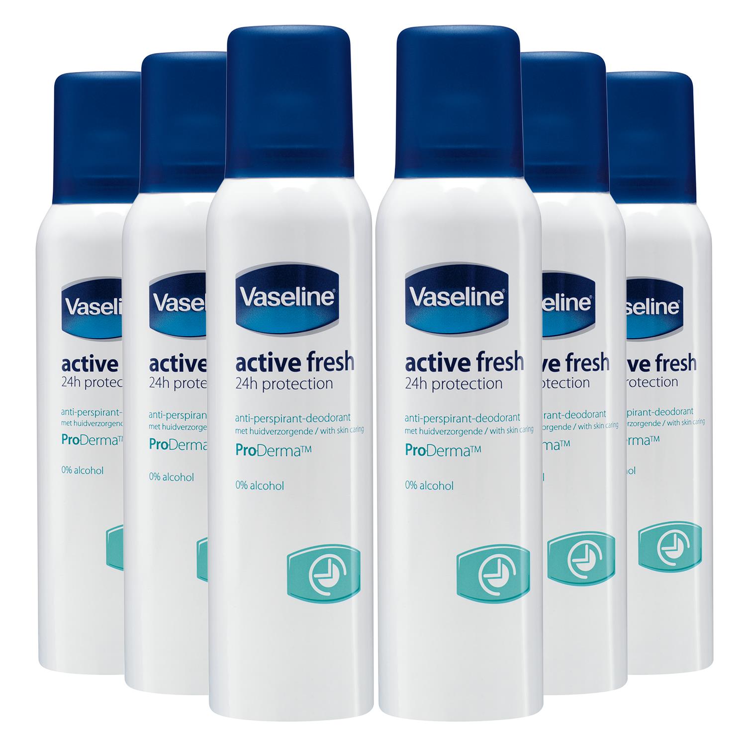 Vaseline Womens ProDerma Antiperspirant Deodorant Active Fresh 150ml, 6 Pack - NA - One Size