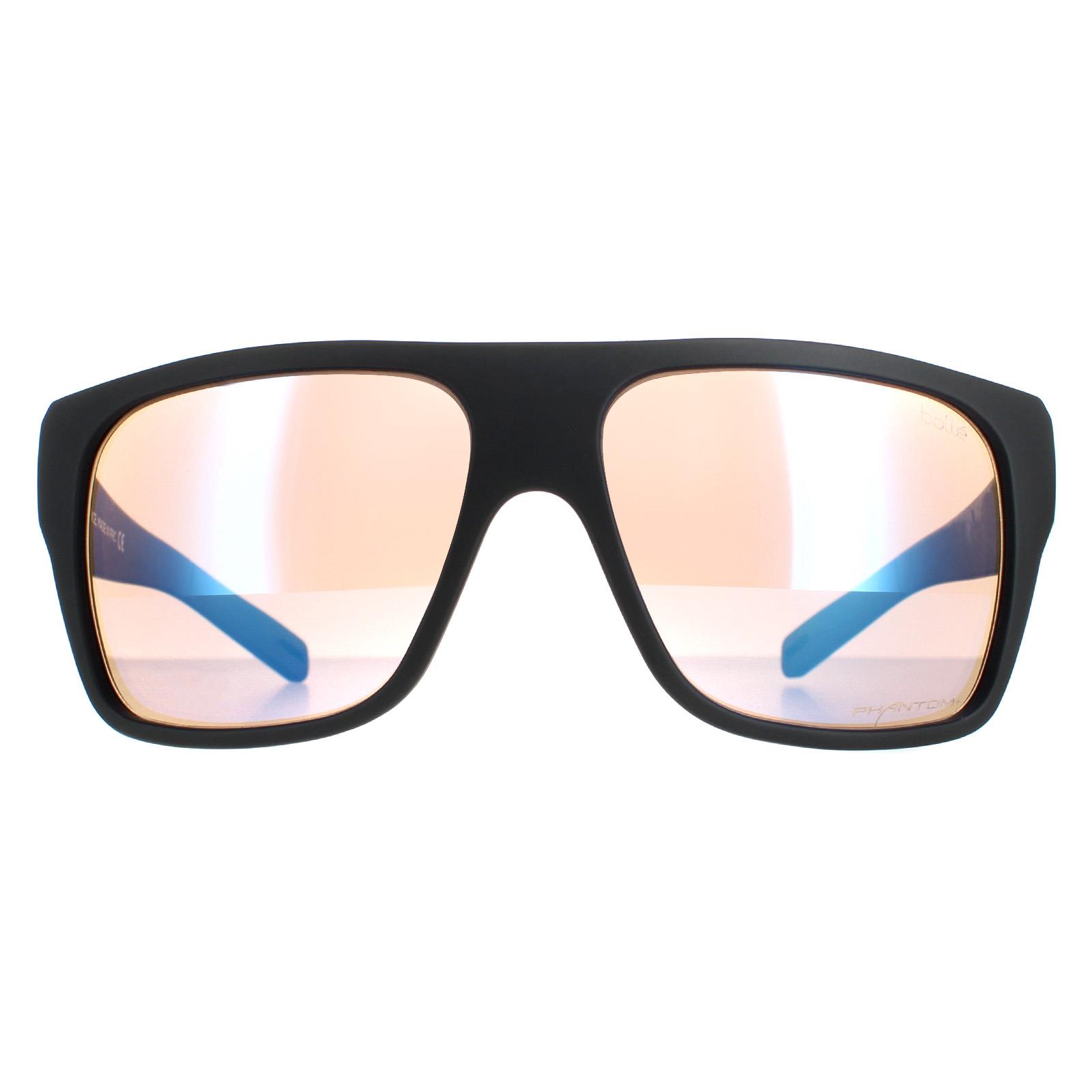 Bolle Square Mens Matte Black Phantom+ Polarized Photochromic Falco Sunglasses - One Size