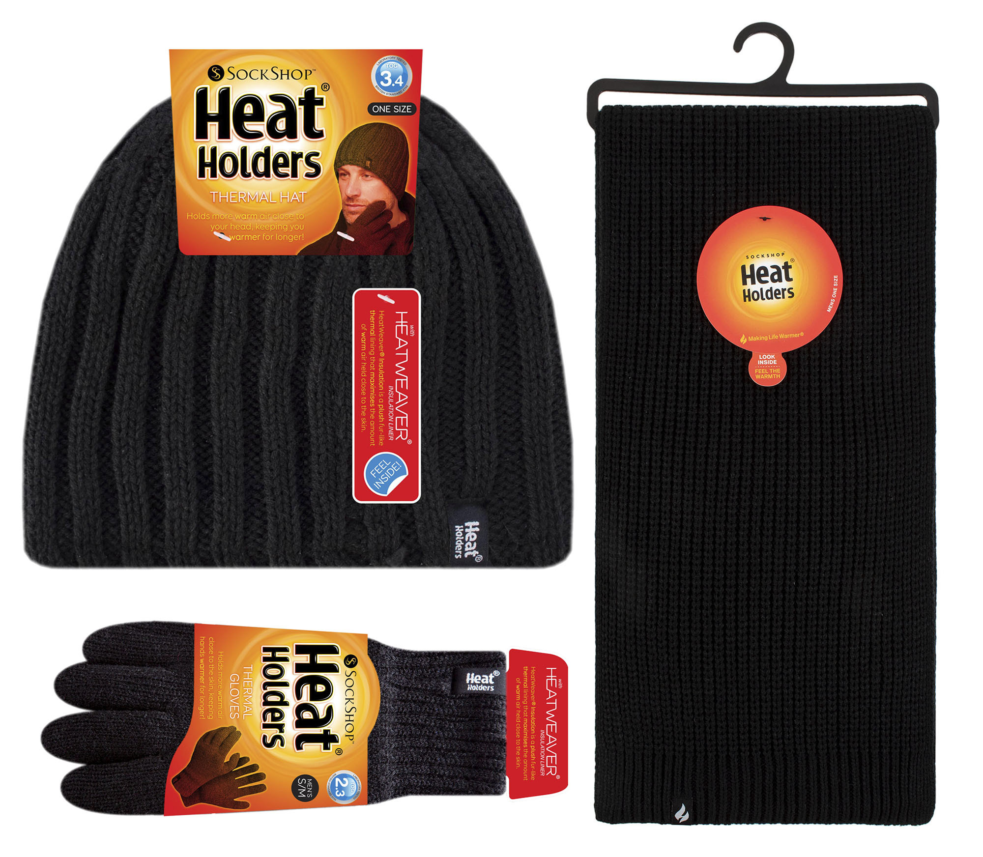 Heat Holders Stickad mössa, hatt, halsduk, handskar, set, värmehållare, lyxigt, mjukt, fleecefodrat vinterset för kallt väder herr – bild 2