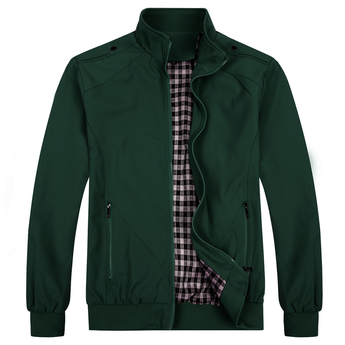 Thumbnail - Herren Bomberjacke mit Stehkragen, ¨¹bergangsjacke f¨¹r den Herbst, l?ssige Sportjacke Gr¨¹n