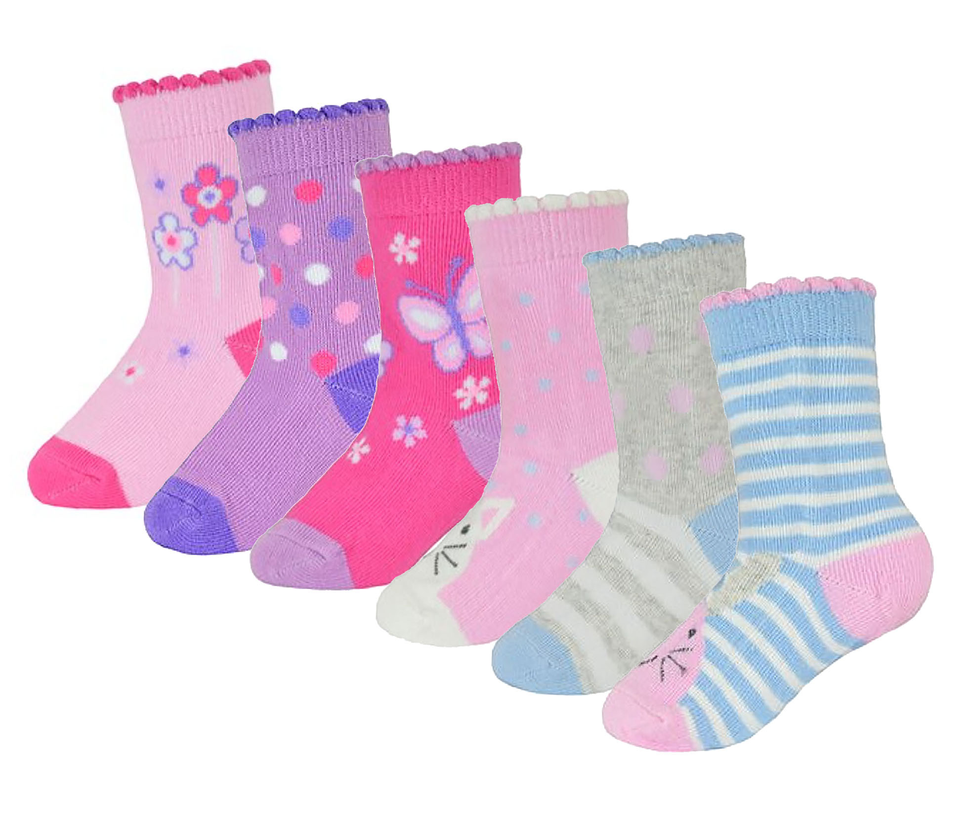 Sock Snob 6 Pair Baby Girls Butterfly Design