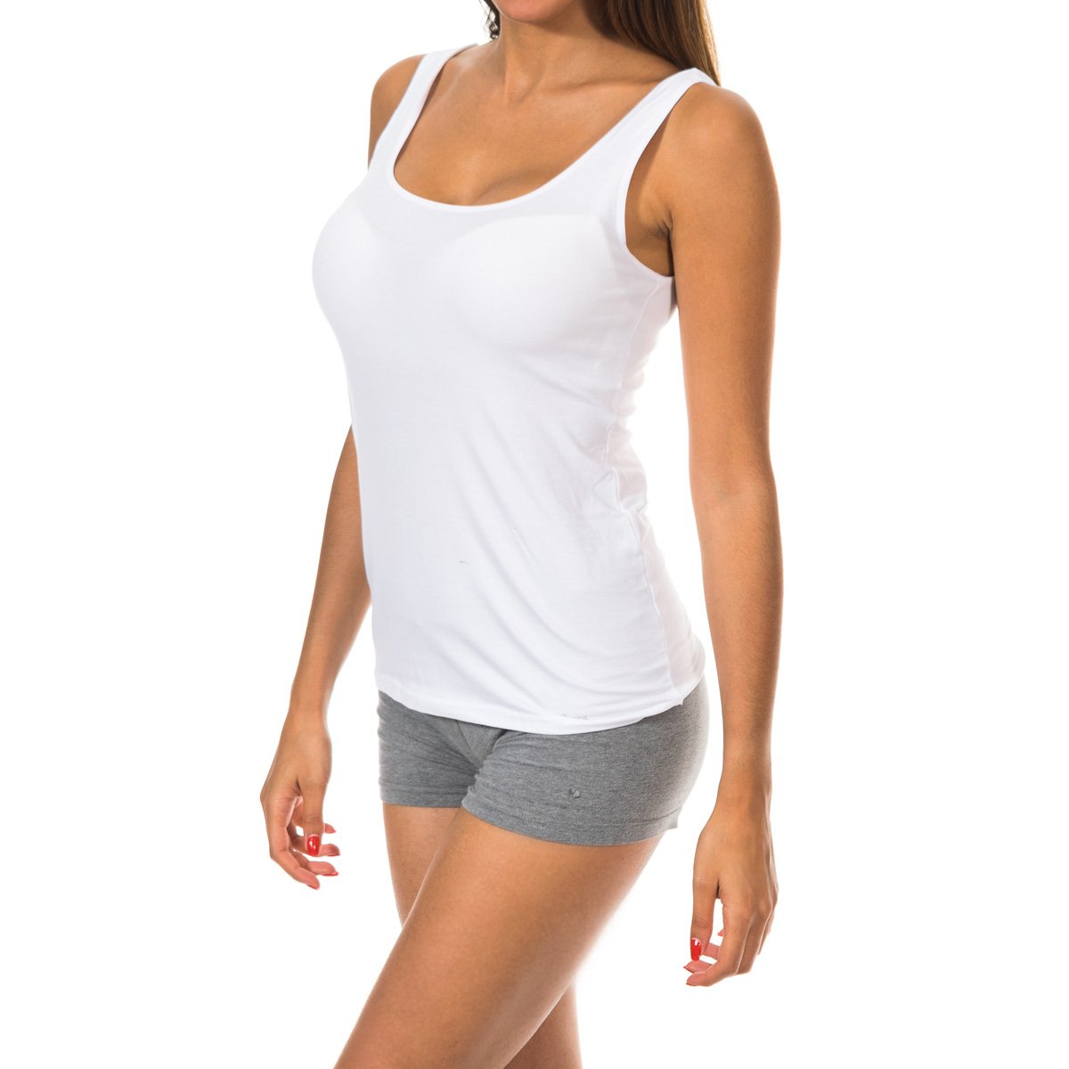 Women's Wide Strap Rundhalsausschnitt Leichtes Stoff-T-Shirt 1045201