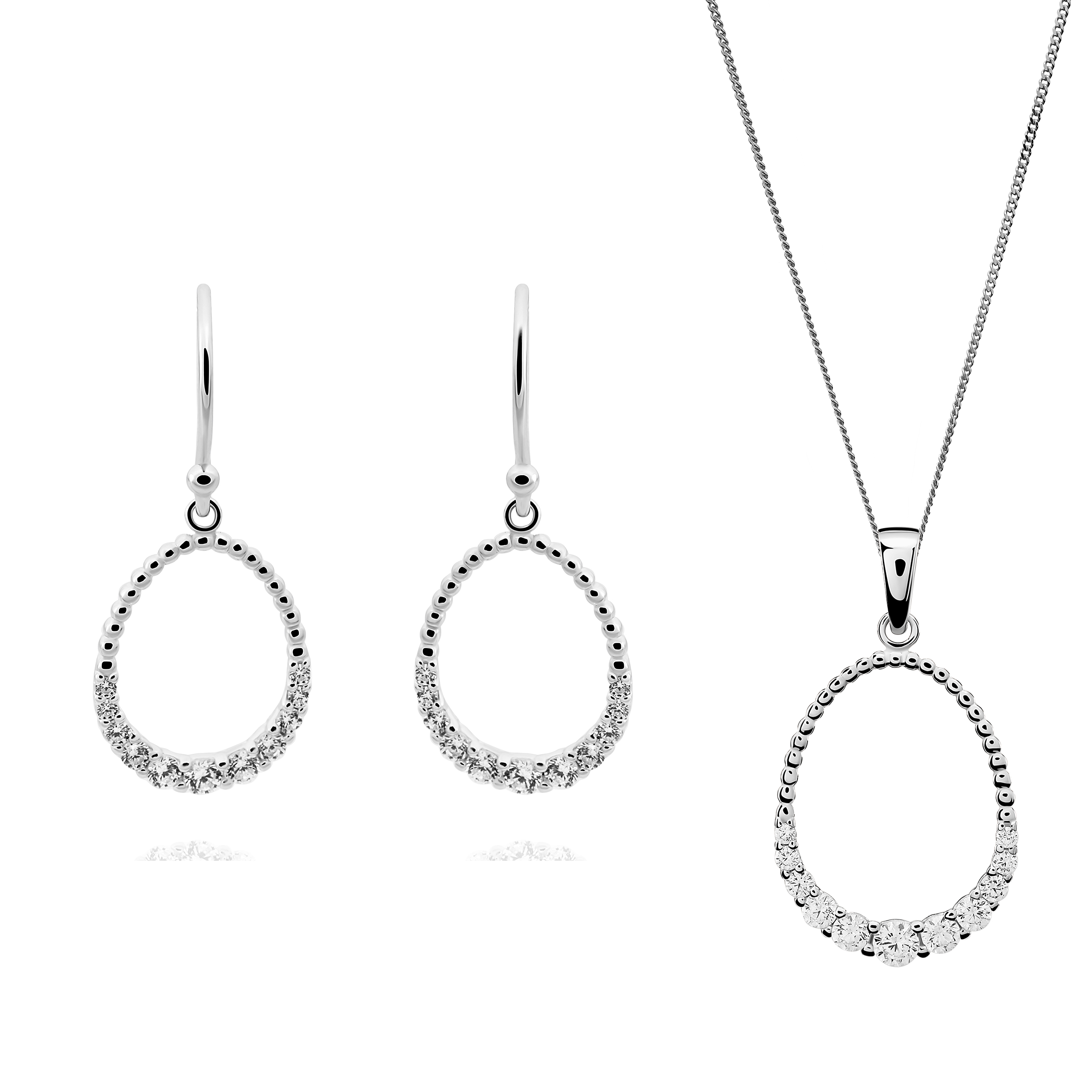 Orphelia 'Aria' Womens 925 Sterling Silver Set, Chain-Pendant + Earrings - Set-7494 - One Size