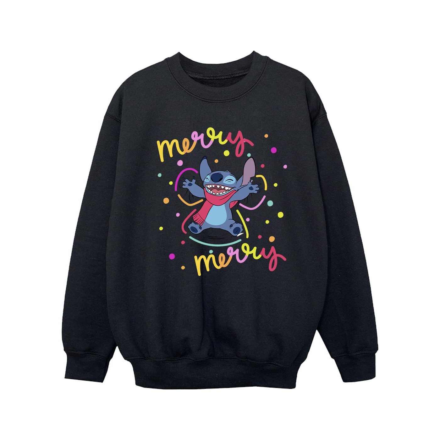Thumbnail - Disney - "Lilo & Stitch Merry Rainbow" Sweatshirt für Mädchen (Schwarz)