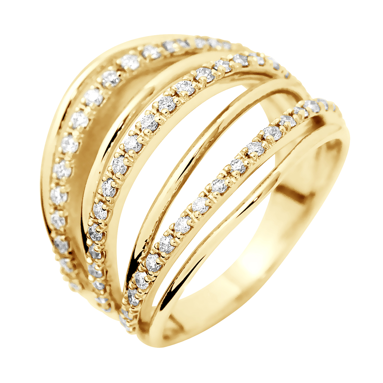 Diadema Womens – Ring – Prestige Jewelery – Diamonds – Yellow Gold – White – Size O 1/2
