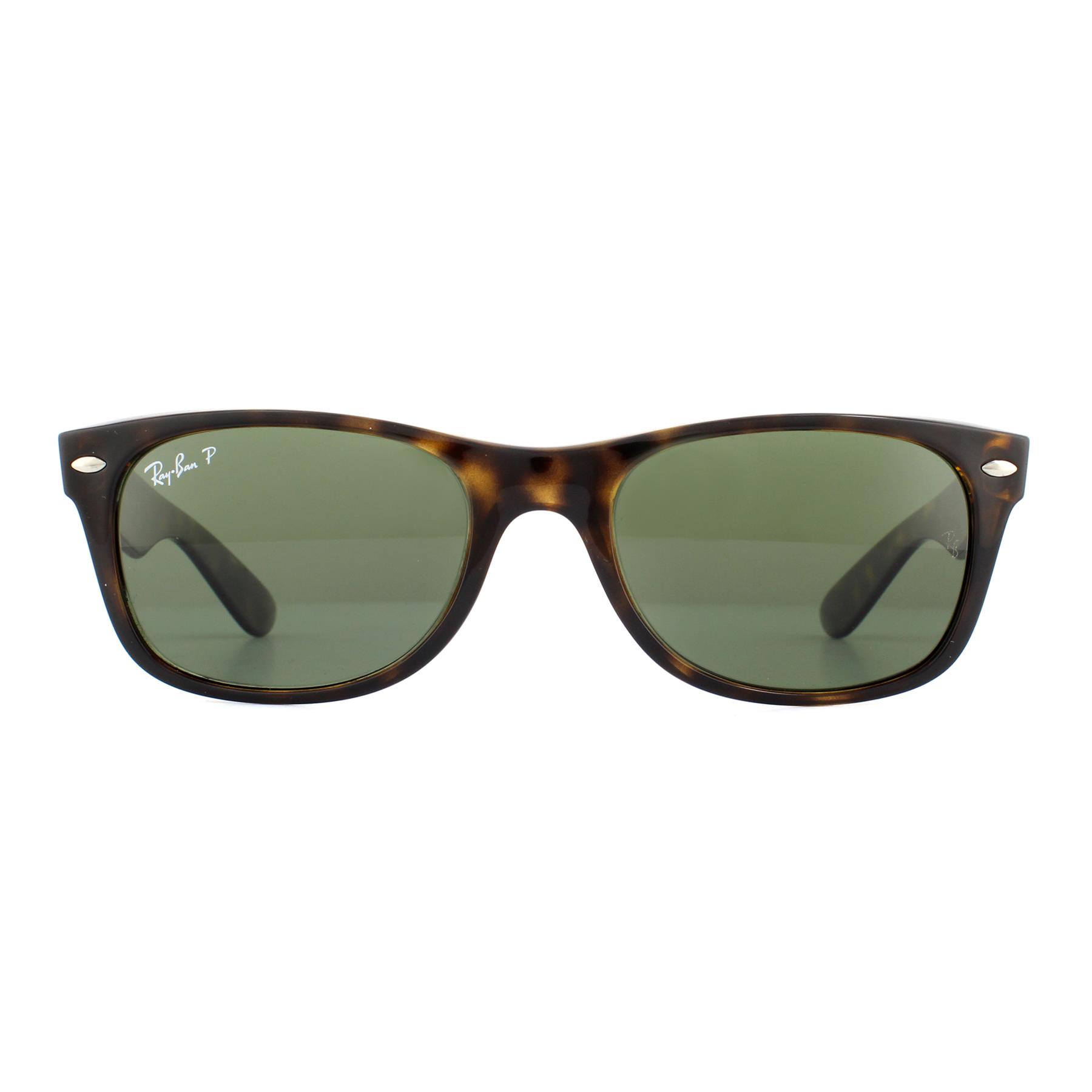 Thumbnail - Lunettes De Soleil Ray-Ban Nouveau Wayfarer 2132 902/58 Tortue Vert Polarisé 55mm