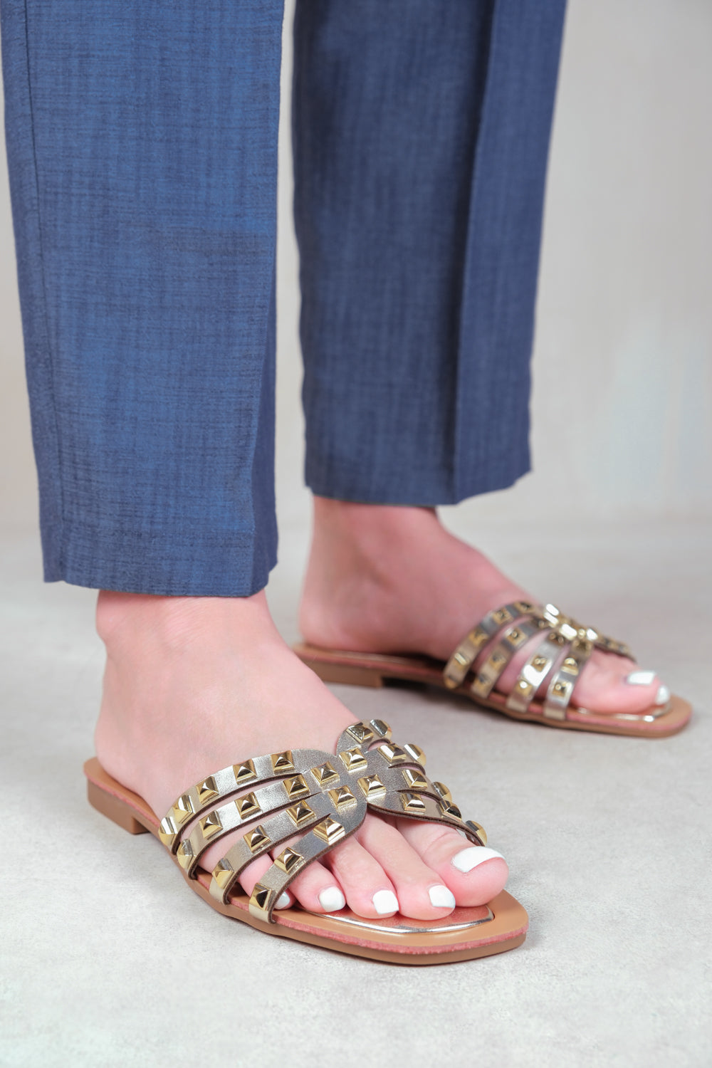 Where’s That From Womens ‘Edriah’ Studded Gladiator Sandals – Gold – Size UK 3