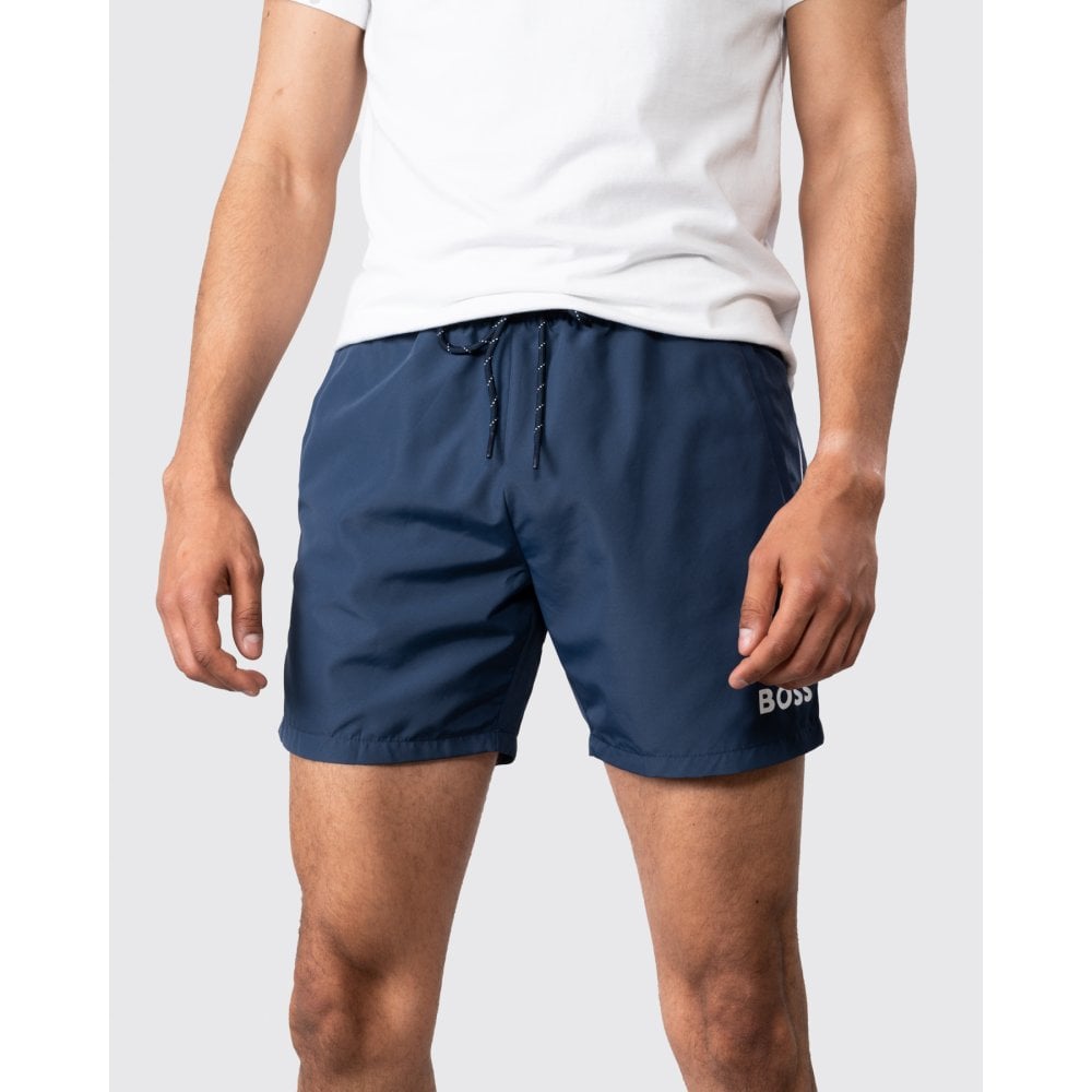Boss Orange Starfish Mens Quick Drying Swim Shorts - Blue Recycled Polyester - Size X-Large