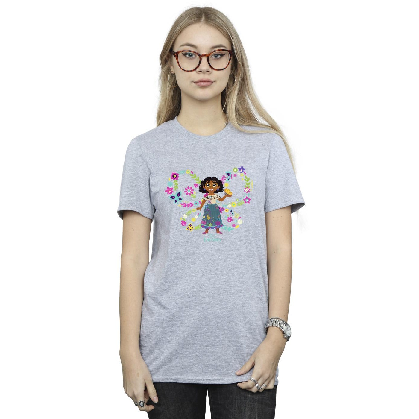 Disney Womens/Ladies Encanto Mirabel Butterfly Cotton Boyfriend T-Shirt (Sports Grey) dam – bild 2