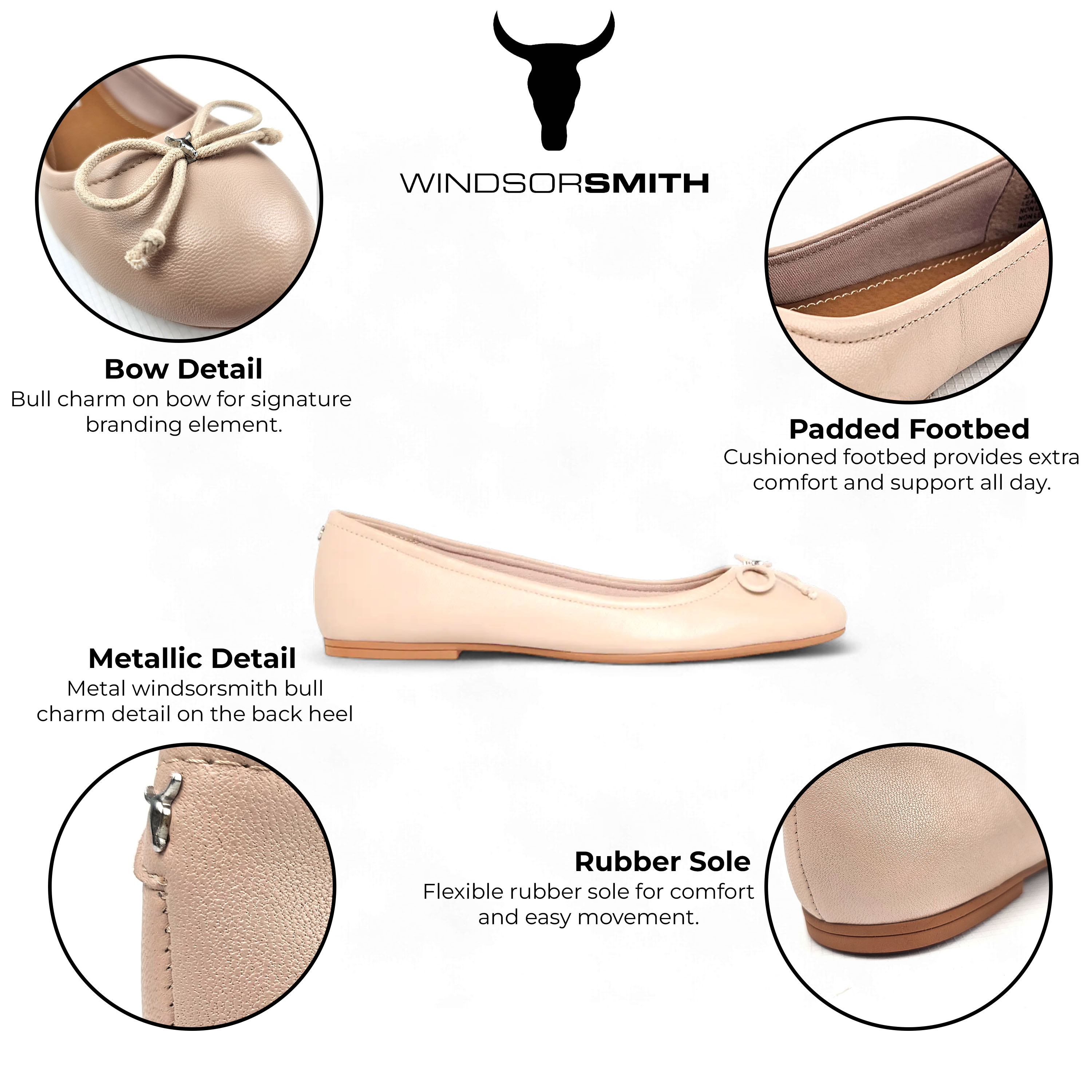 Windsor Smith Blush Pink Bellarina Leather Mocassin Flat Shoes Babydoll ballerinaskor dam – bild 2