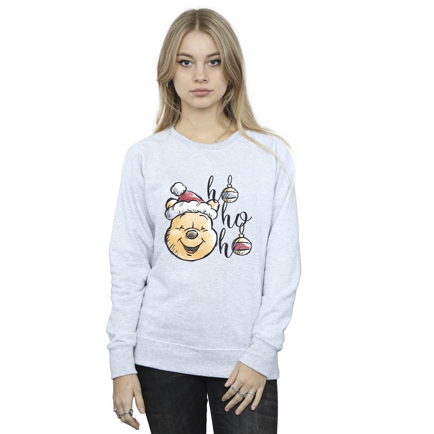 Disney Womens/Ladies Winnie The Pooh Ho Ho Ho Baubles Sweatshirt (Sports Grey) dam – bild 2