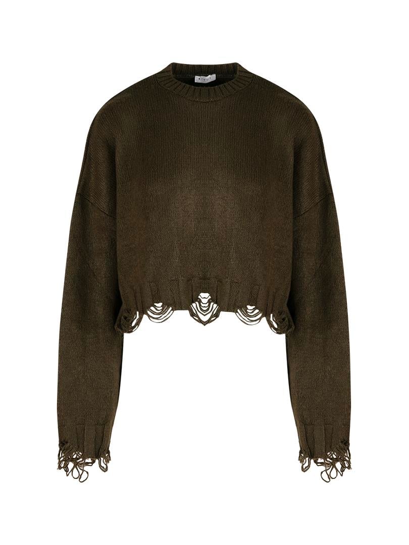 Thumbnail - Zerrissenes Detail Oversized Crop Pullover
