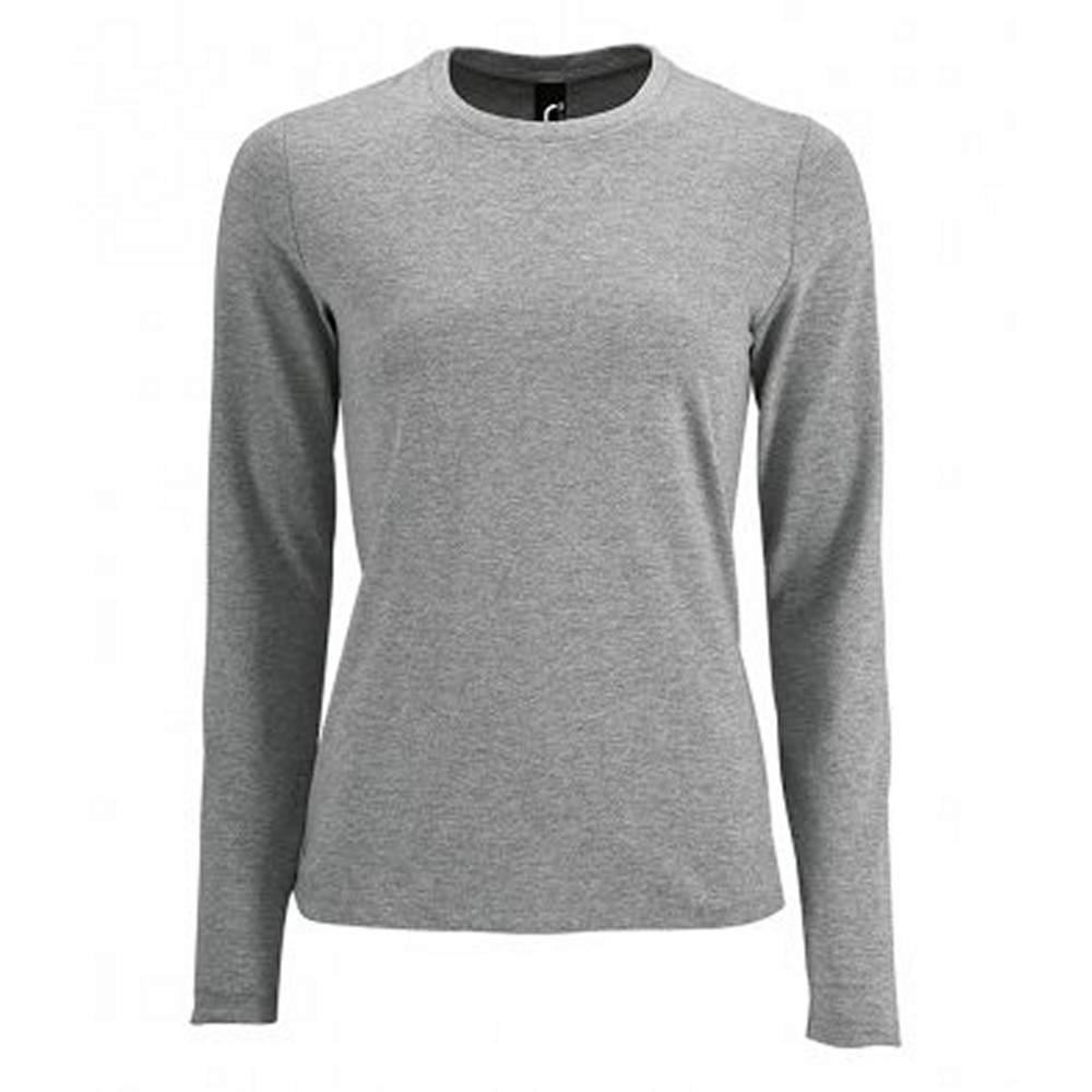 Thumbnail - SOLS Damen T-Shirt Imperial, langärmlig (Grau meliert)