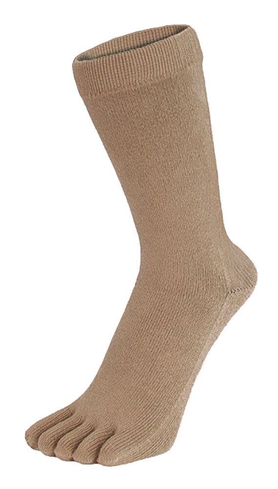 Thumbnail - TOETOE - Herren- und Damen-Essentials weiche, atmungsaktive Baumwollzehensocken bis zur Mitte der Wade - Rehfarbe