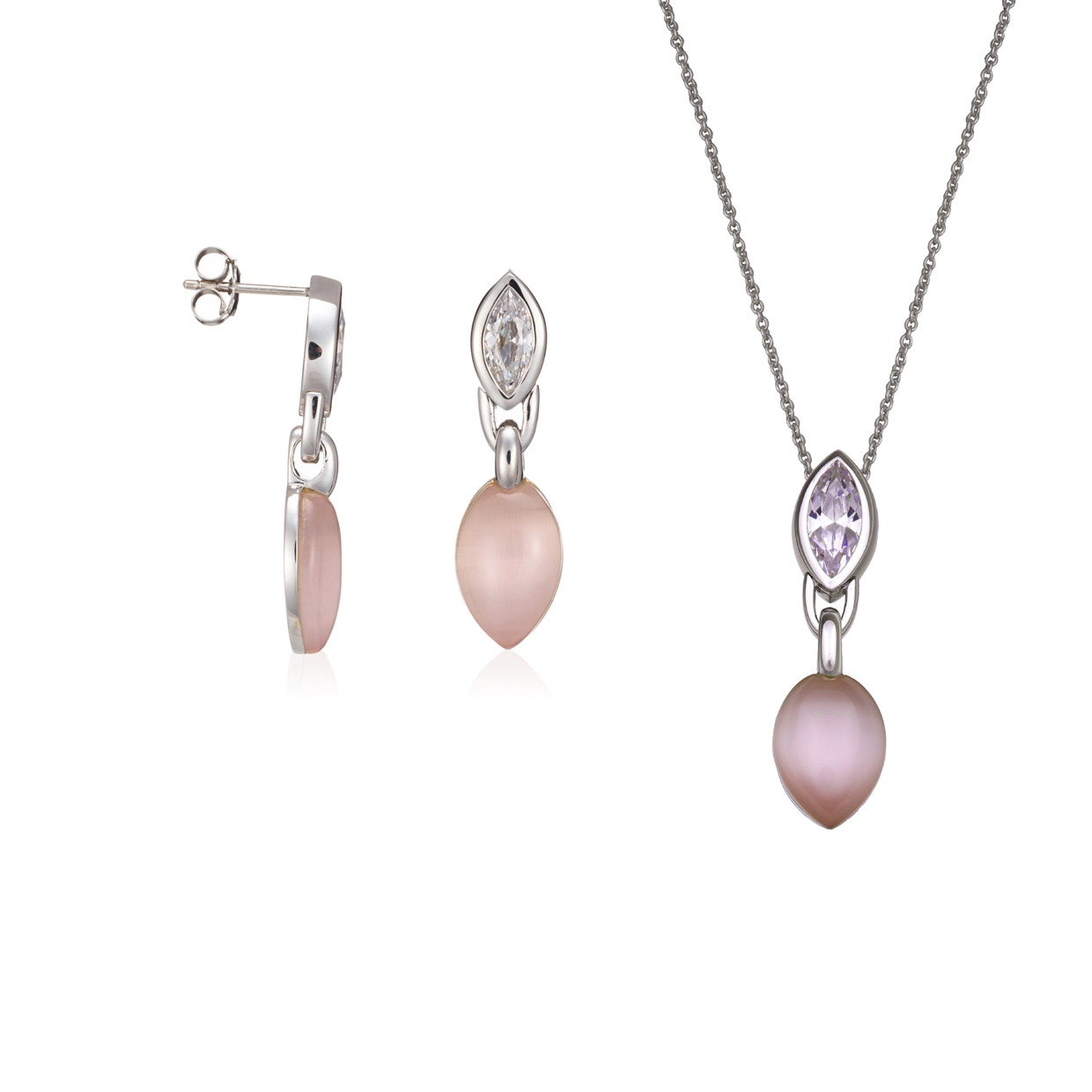 Orphelia Damen 925 Sterling Silber Set: Kettenanhänger + Ohrringe - Silber SET-5915