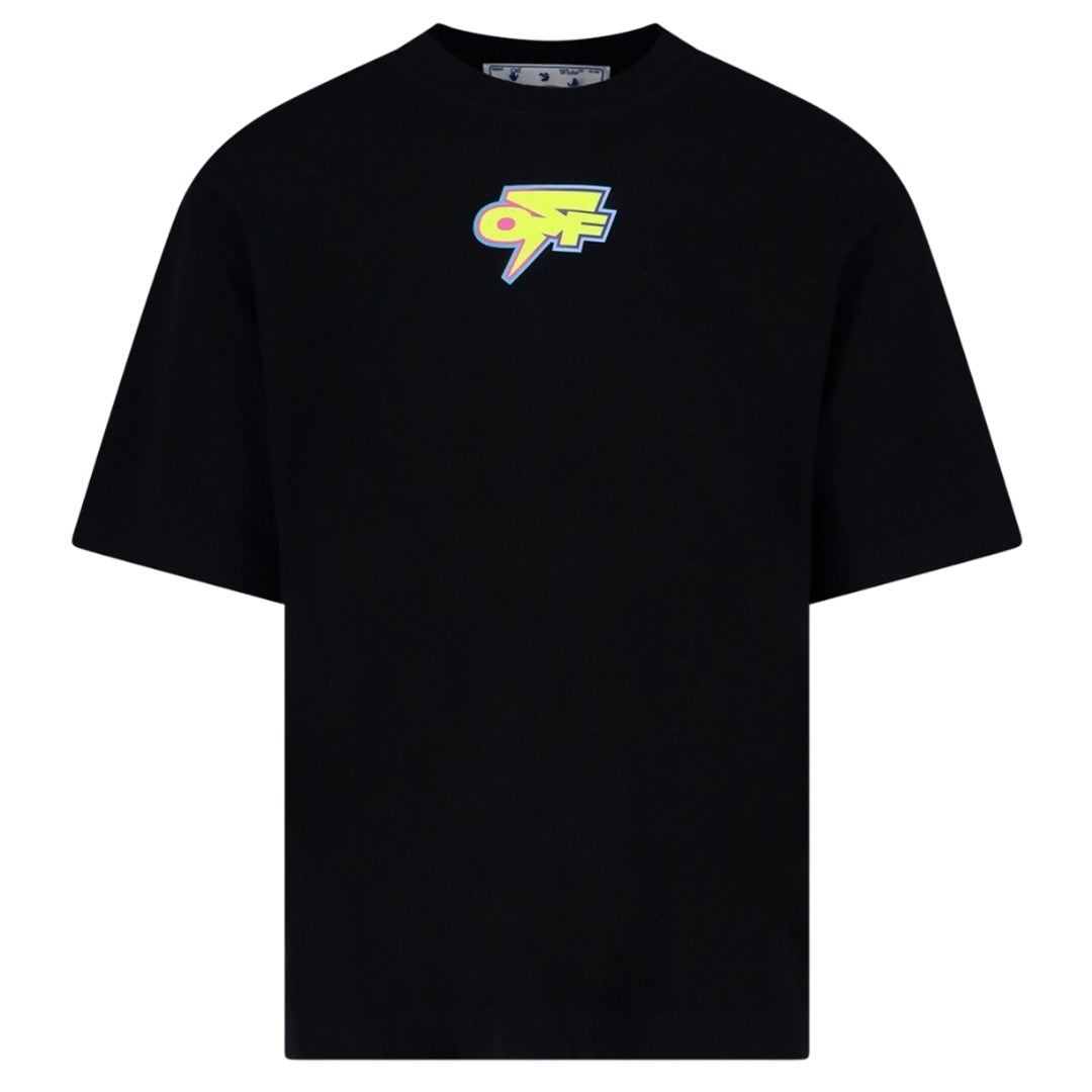 Thumbnail - Off-White Degrade Thunder Logo Übergroßes schwarzes T-Shirt