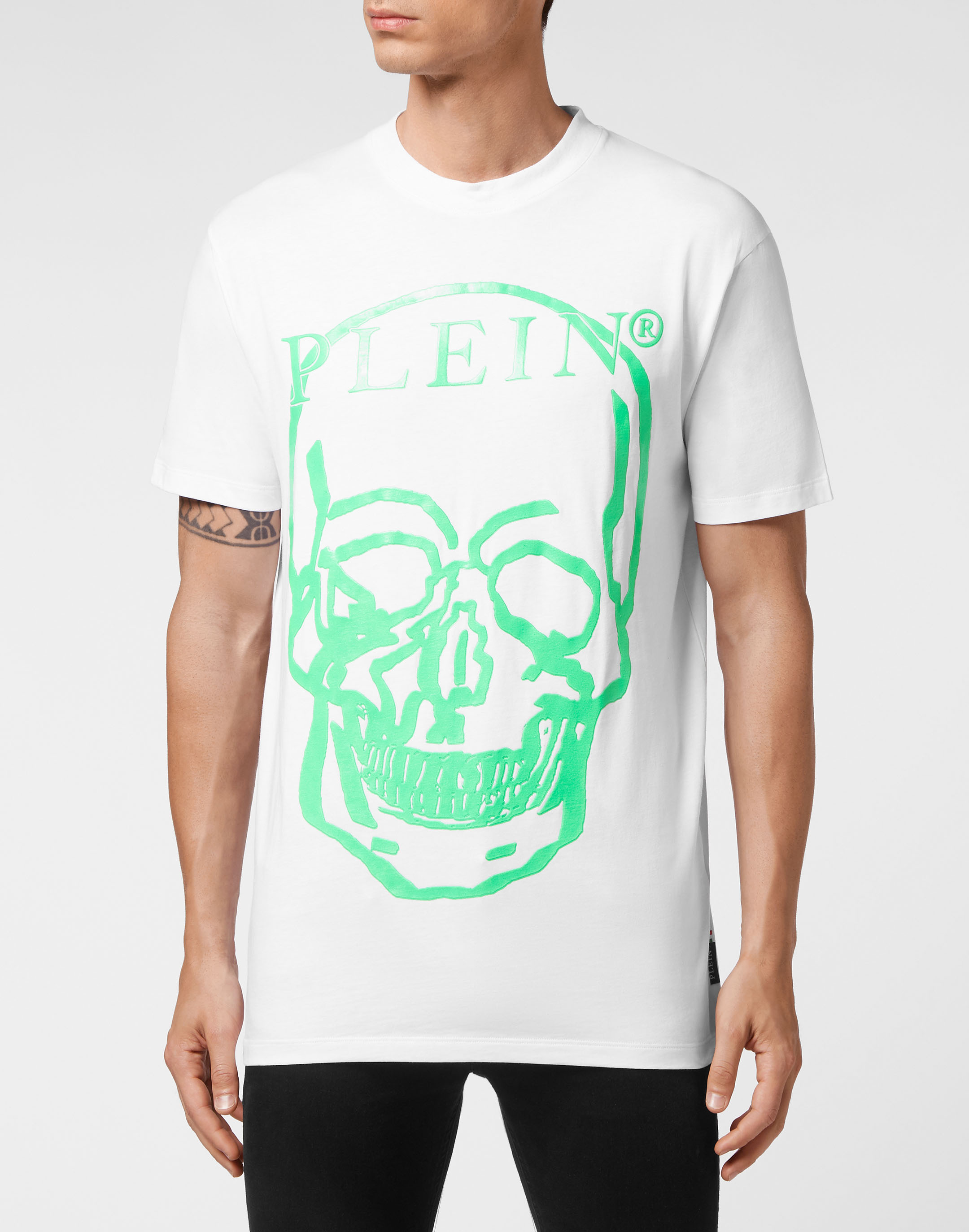 T-shirt med rund hals och dödskalle