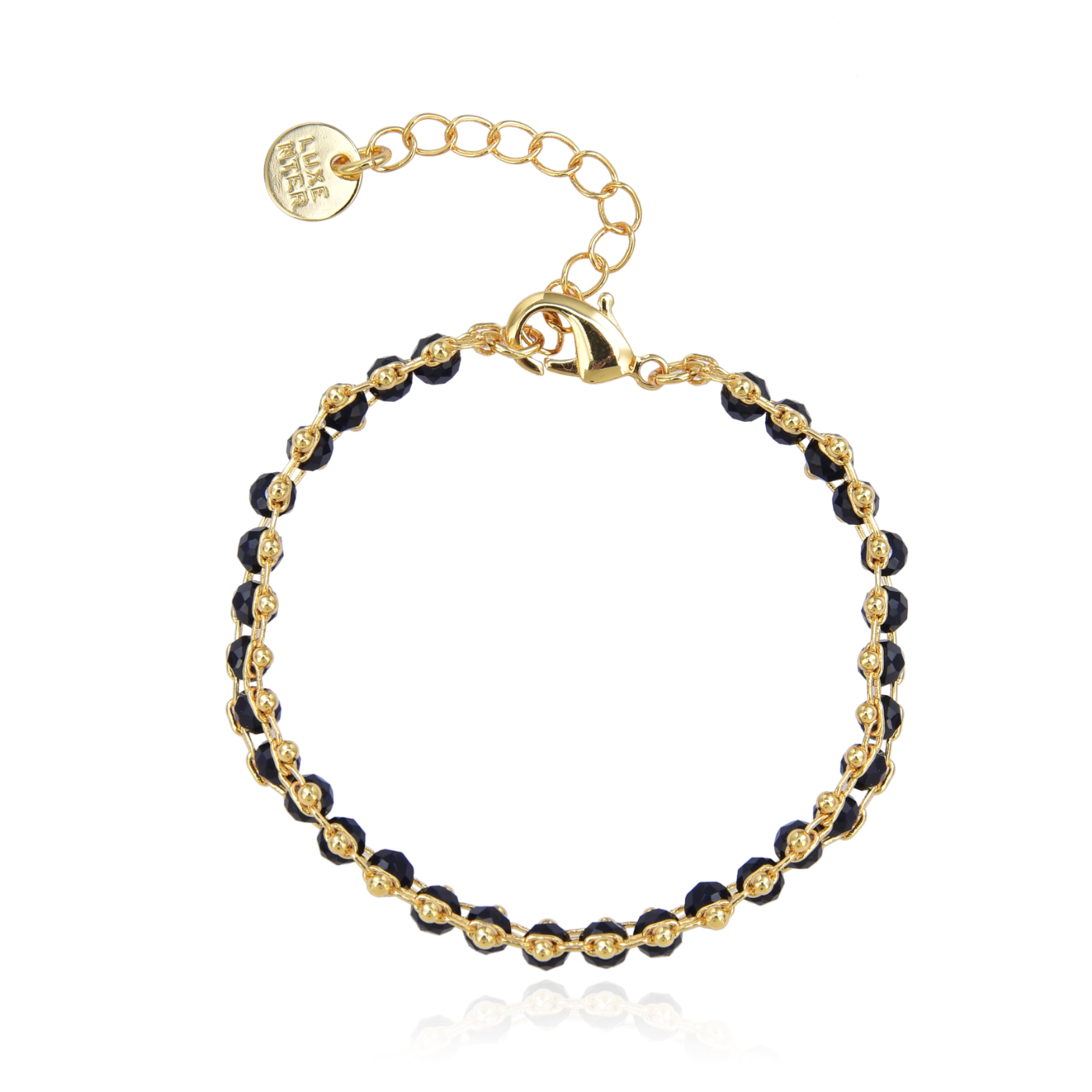 Luxenter lailai-armband i 925 sterlingsilver och svart kristall med 18 karats gulguldpläterad yta dam – bild 2