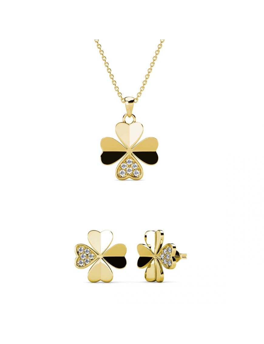 Thumbnail - Parure et Coffret Kleeblatt - Doré et Cristal