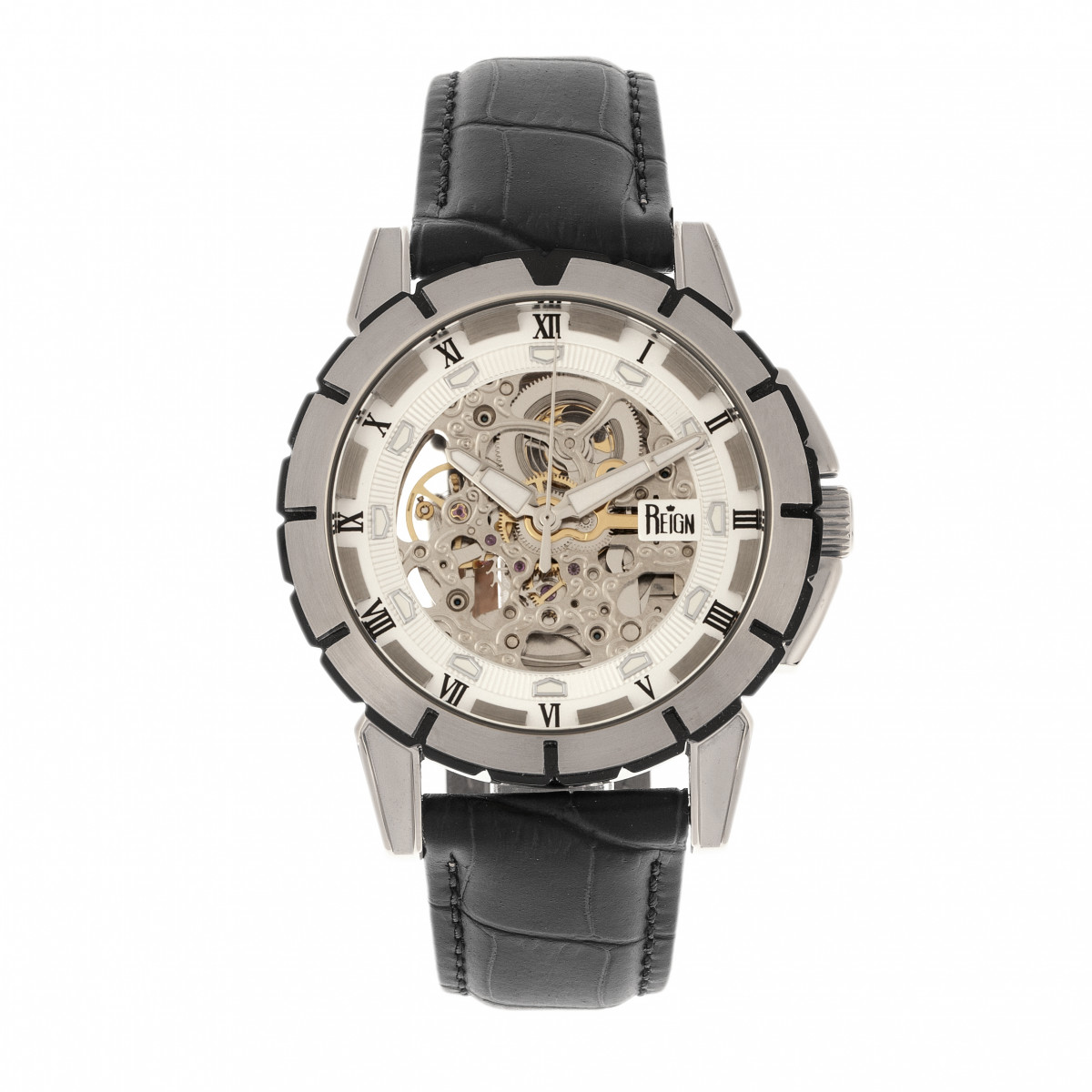 Thumbnail - Reign Philippe Automatik-Skelettuhr mit Lederarmband