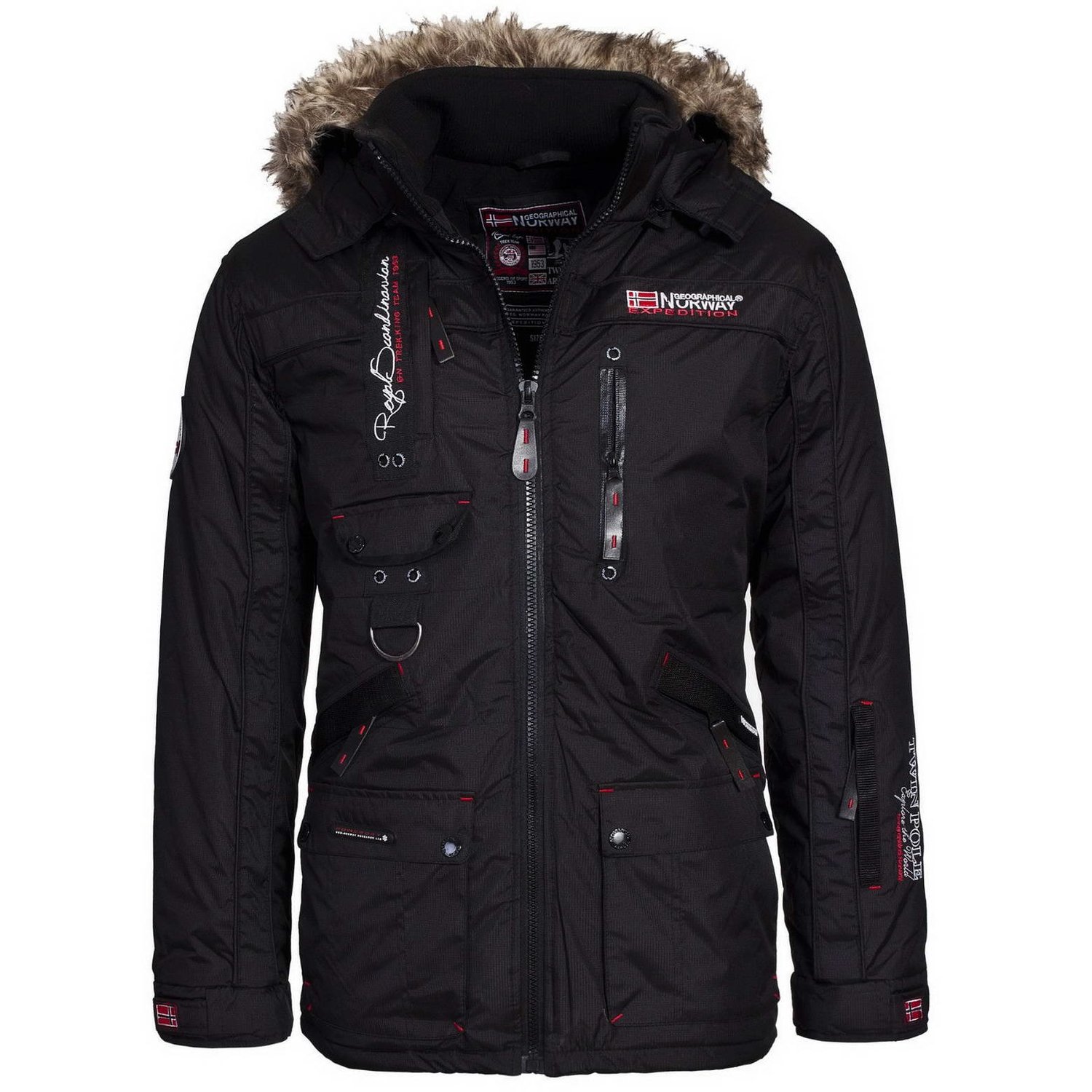 Thumbnail - Geographical Norway Herren Winterjacke – Modell: Avoriaz – Outdoor Kapuzenjacke in Schwarz