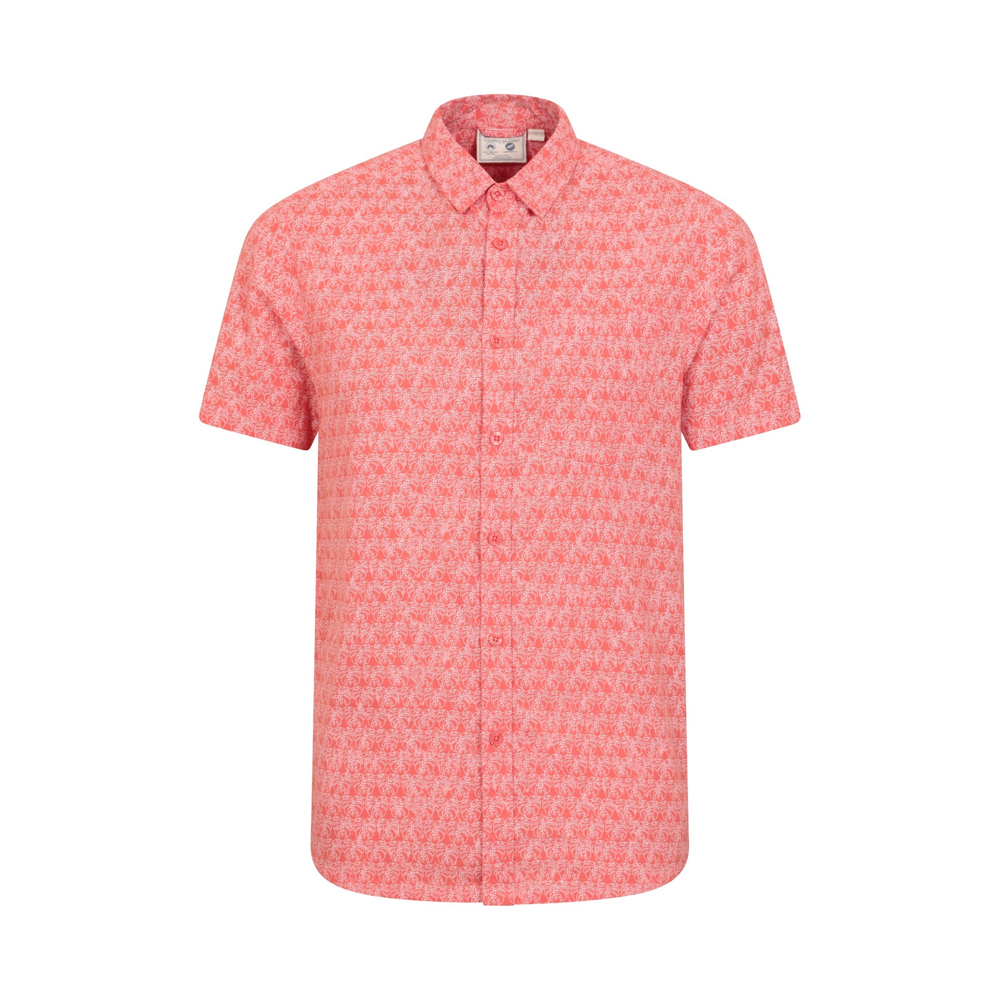 Mens Preston Illustration Leaves Shirt (Coral)