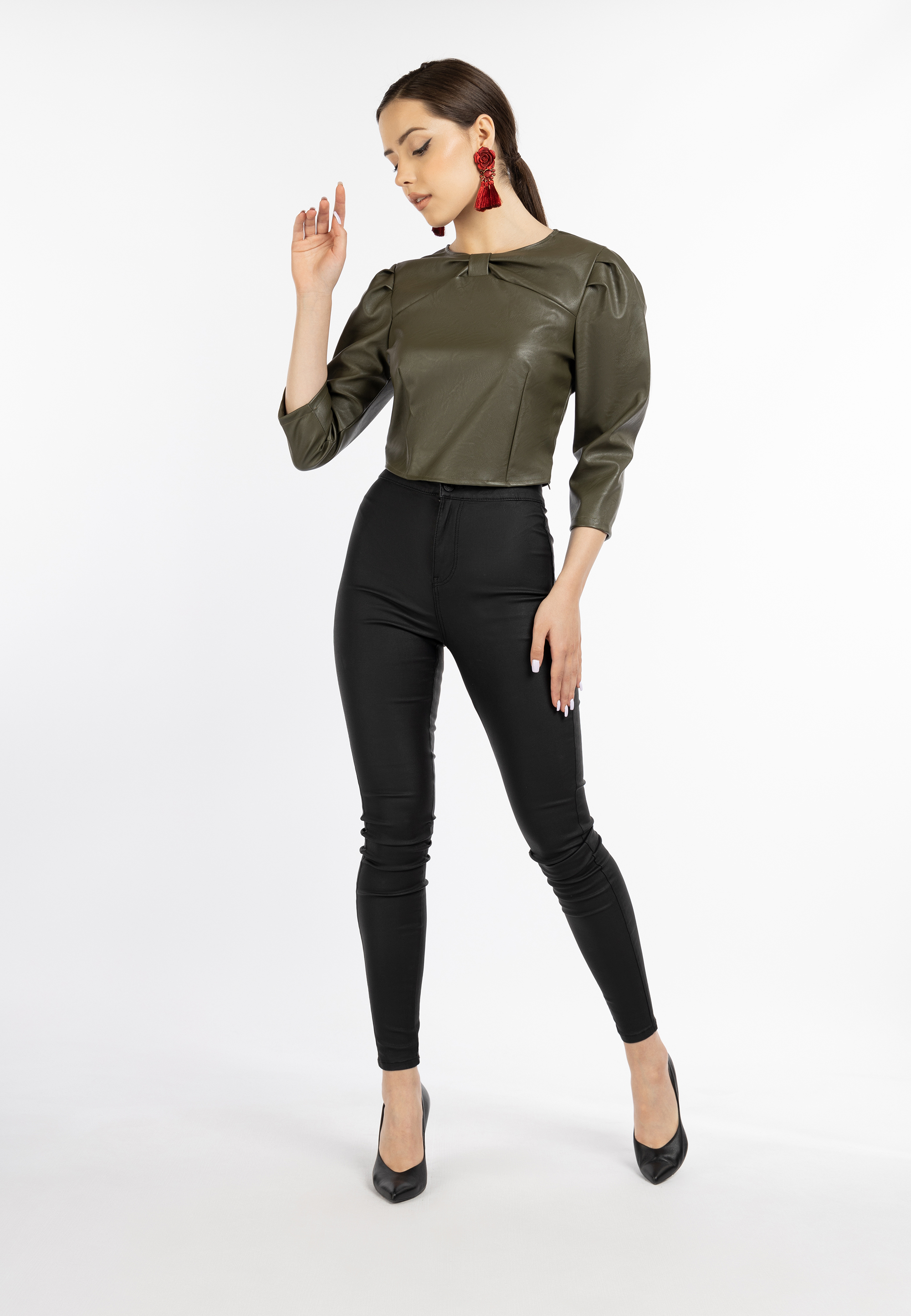 Thumbnail - faina blouse en similicuir dedica