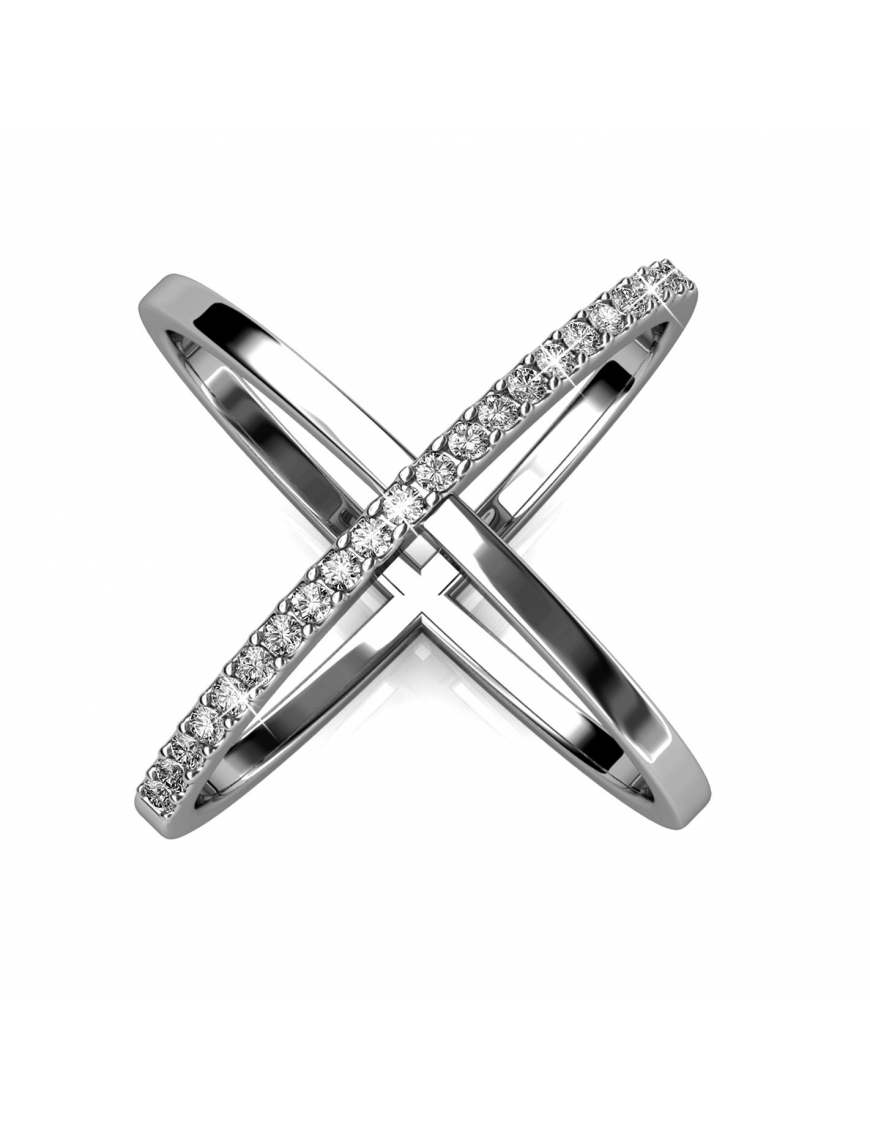 Thumbnail - X Duo Ring - Silber und Kristall