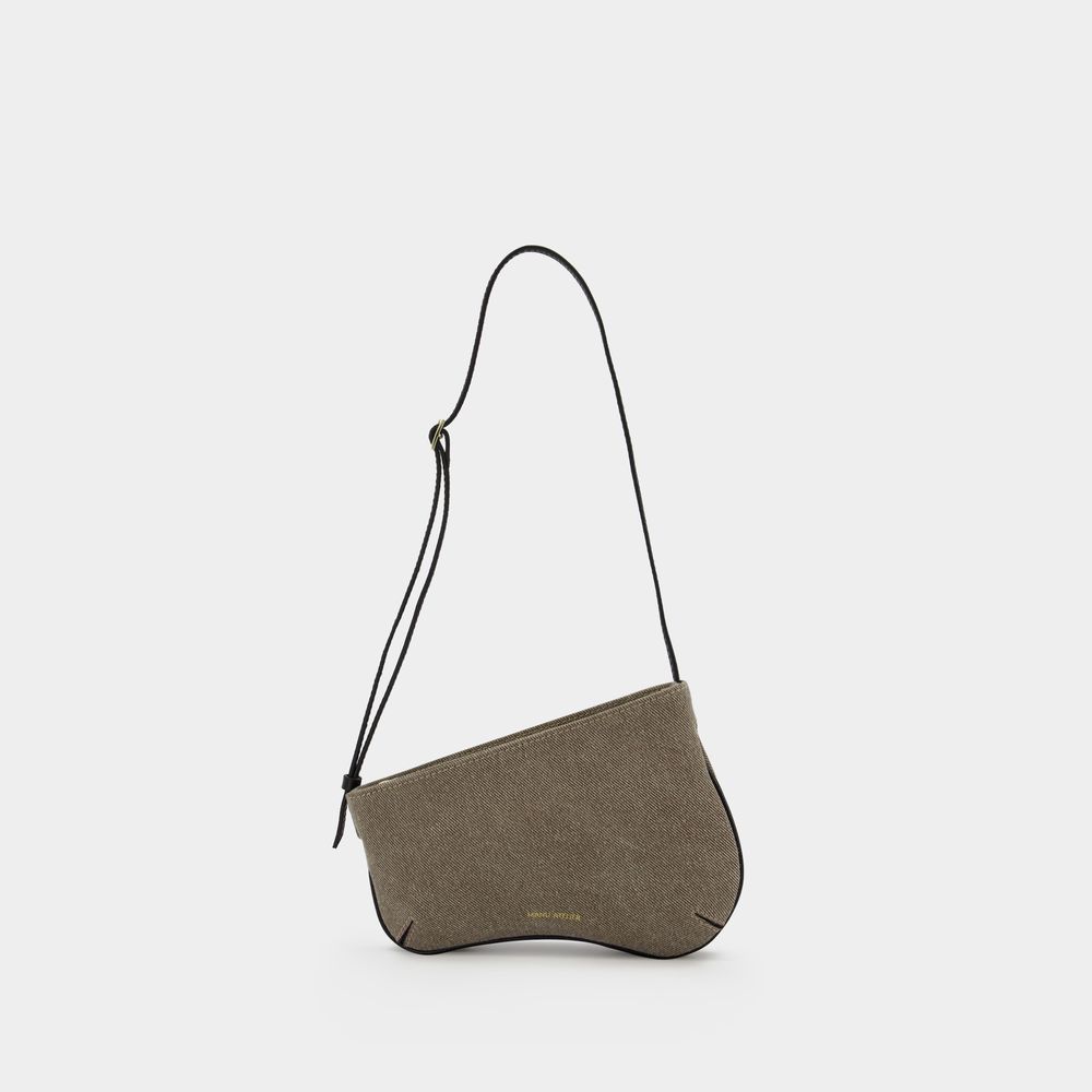 Thumbnail - Mini Curve Hobo Bag - Manu Atelier - Grau/Schwarz - Denim