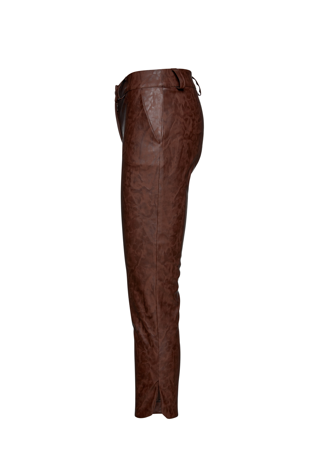 Conquista Chocolate Brown Faux Moire Leather 7/8 Byxor dam – bild 2