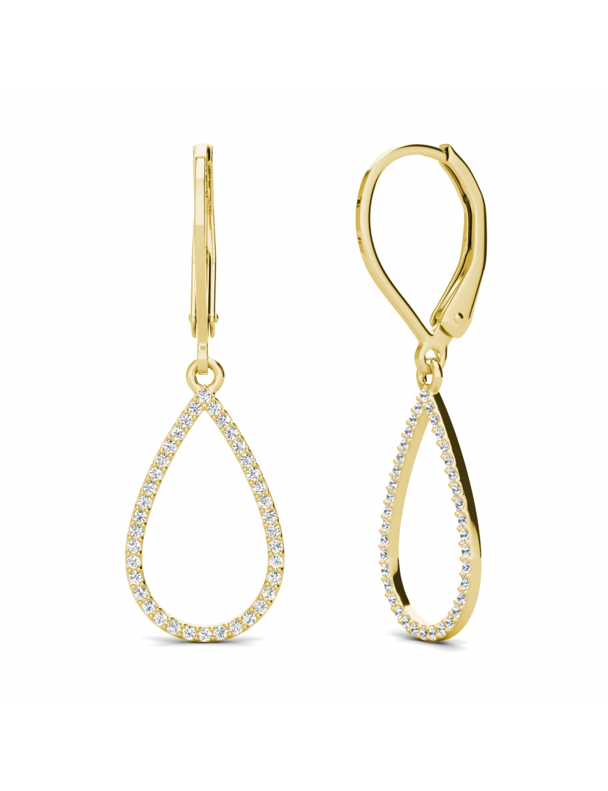 Thumbnail - Laelia Ohrringe mit baumelndem Ring - Gold und Kristall