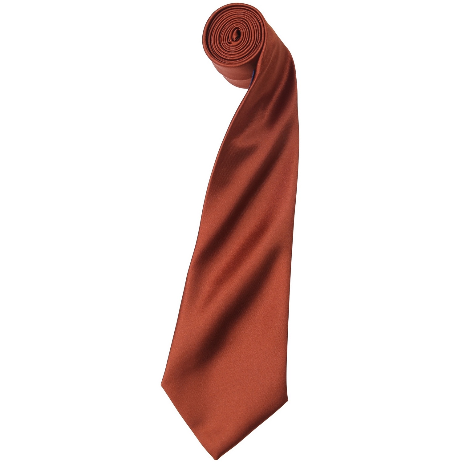Premier Mens Plain Satin Tie (Narrow Blade) (Chestnut) - One Size