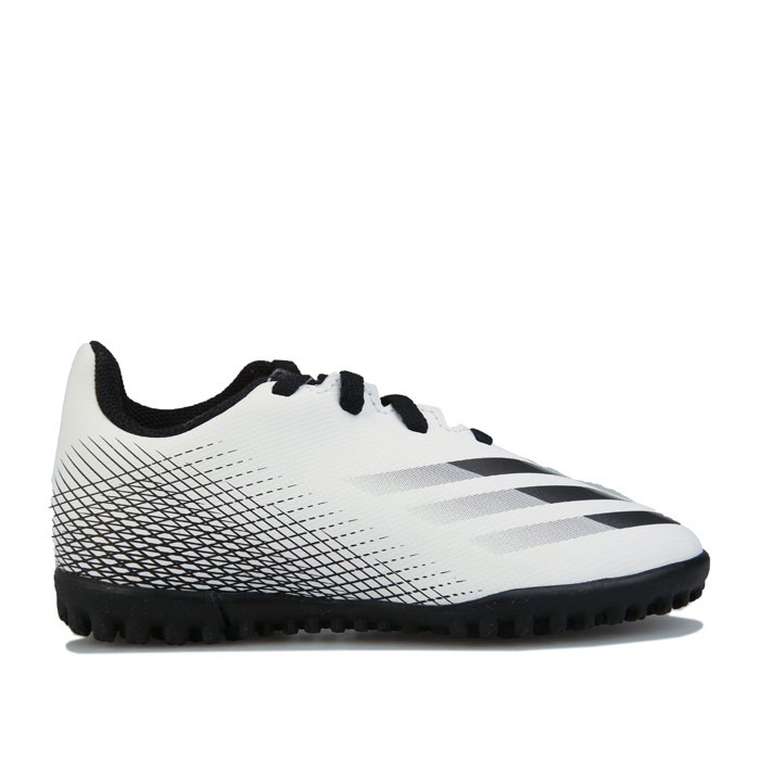 Boy's adidas Junior X Ghosted.4 Turf Football Boots in White Black