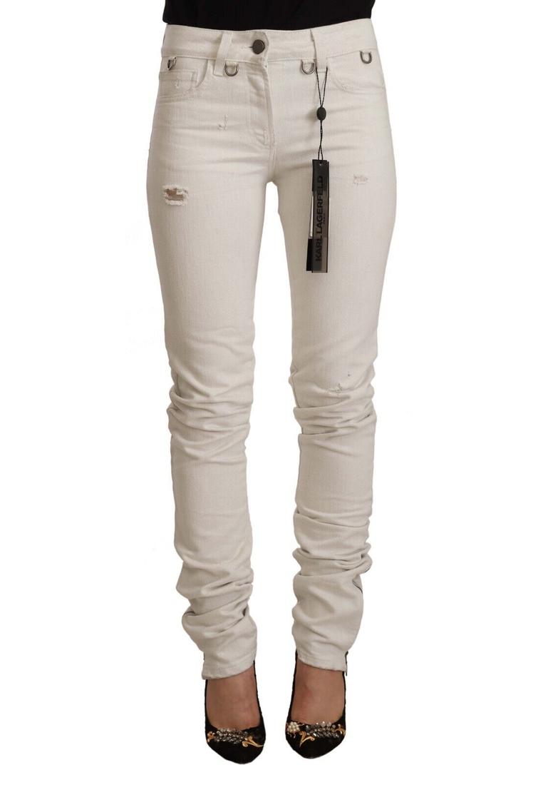 Karl Lagerfeld WoMens White Mid Waist Cotton Denim Slim Fit Jeans material_cotton - Size 25 (Waist)