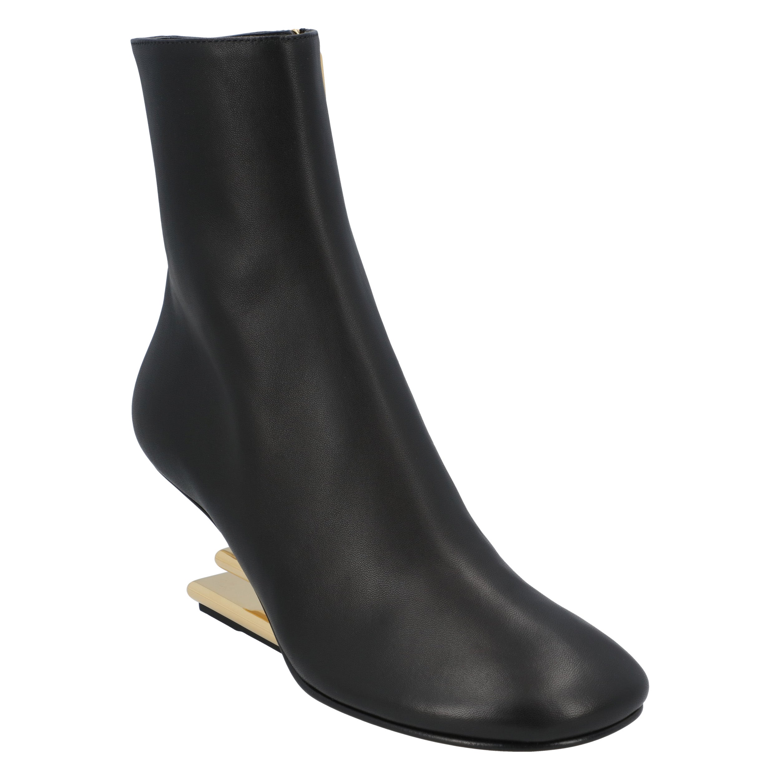 Fendi Womens First Heeled Ankle Boots – Black Leather – Size 36.5 EU/IT