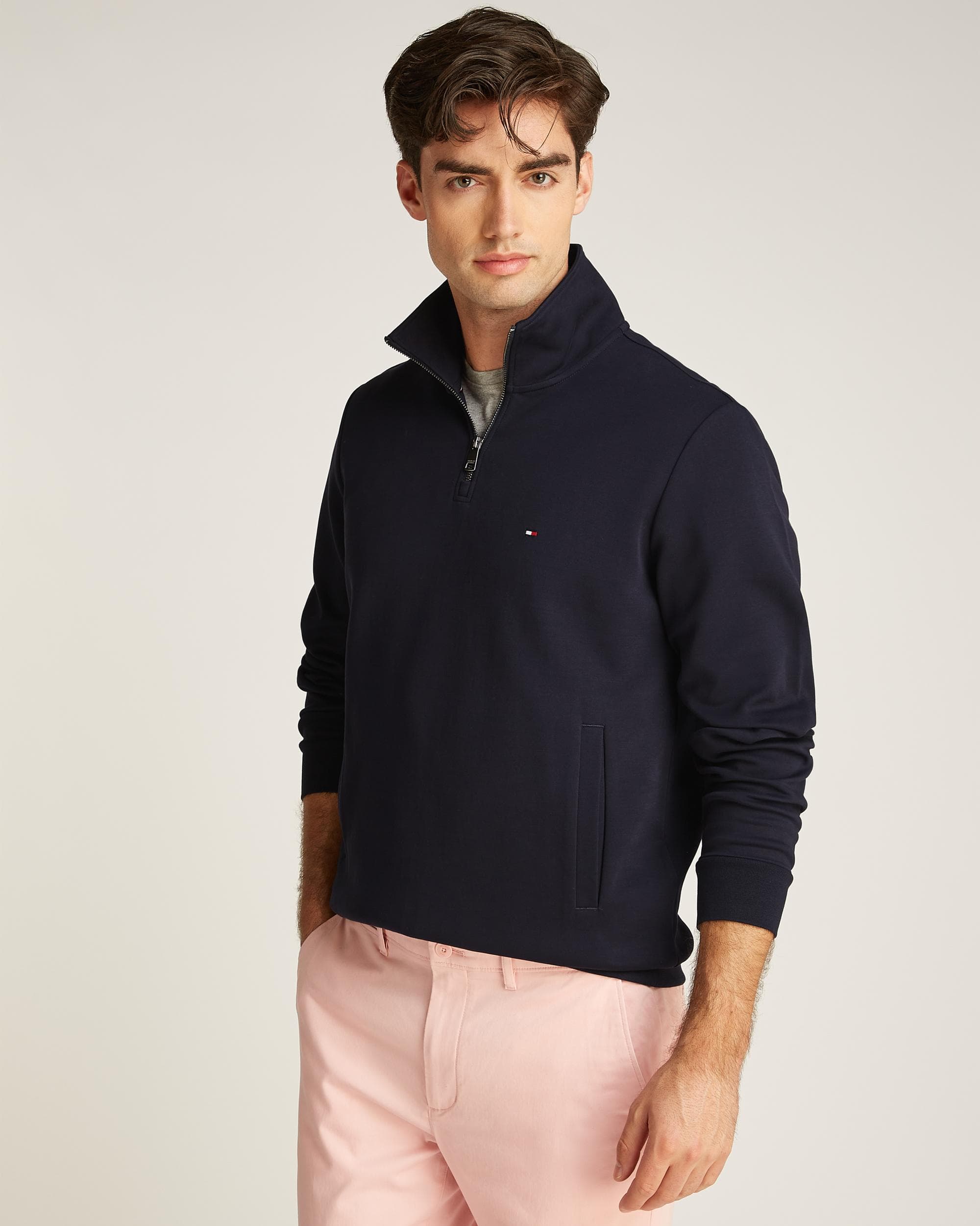 Tommy Hilfiger Essential Intechno Mens Half Zip Sweatshirt - Navy - Size Medium