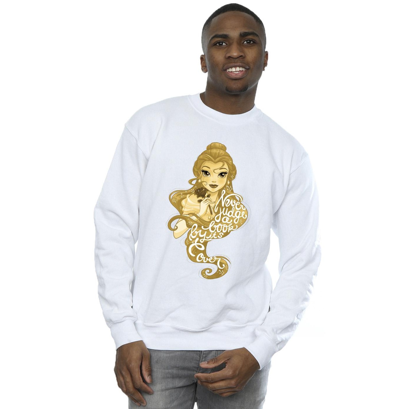 Disney Mens Beauty And The Beast Never Judge Sweatshirt (White) herr – bild 2