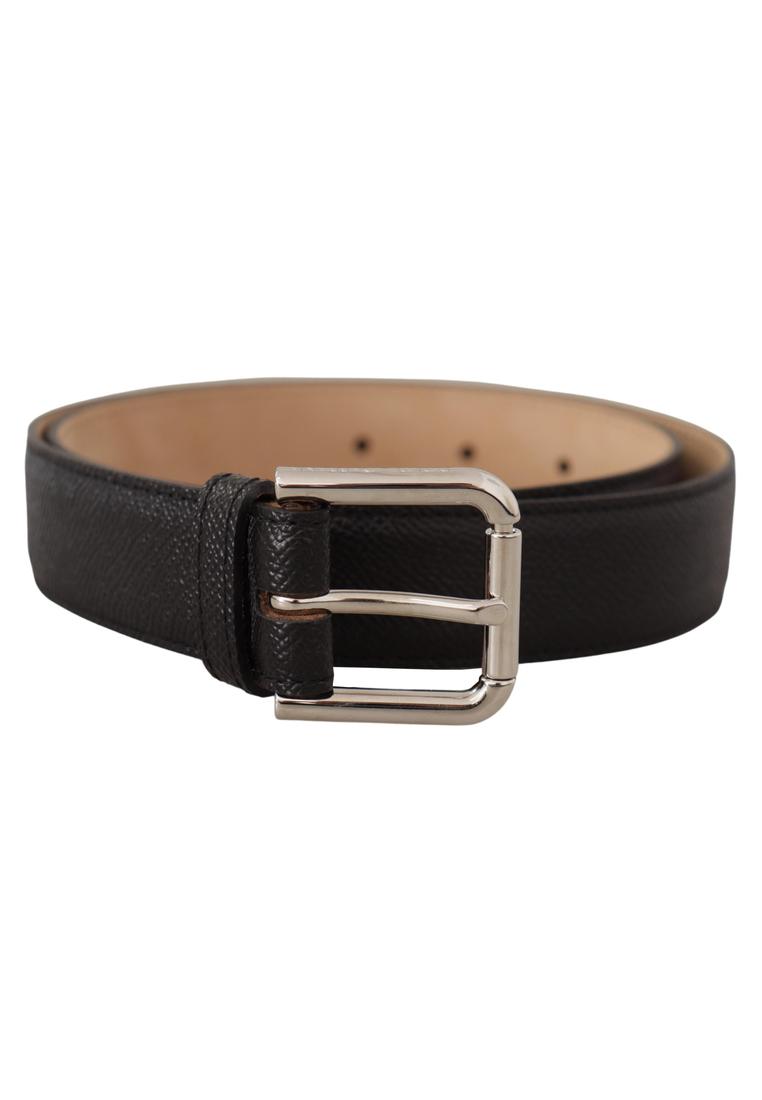 Dolce & Gabbana Mens Black Calf Leather Brown Backend Metal Buckle Belt - Size 75 cm