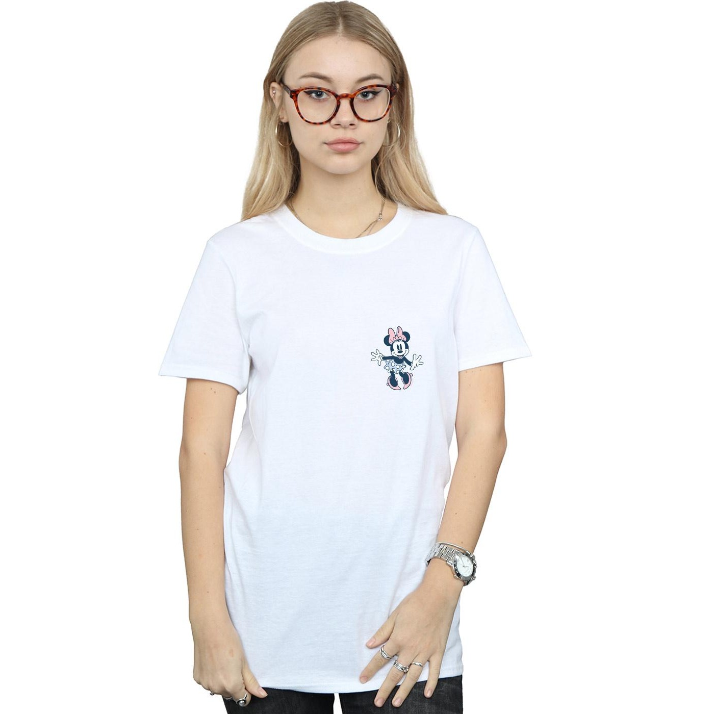 Disney Womens/Ladies Minnie Mouse Dancing Chest Cotton Boyfriend T-Shirt (White) dam – bild 2