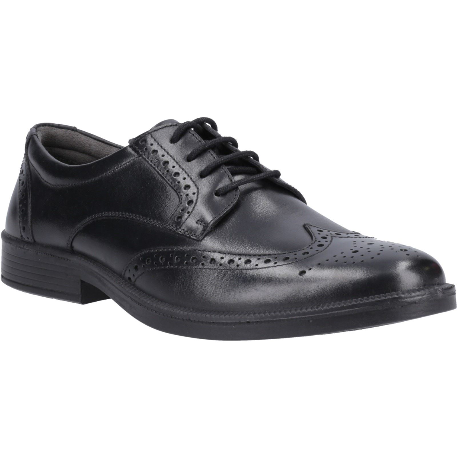 Thumbnail - Hush Puppies Nolan Leder Herren Schwarz Brogues Schuhe